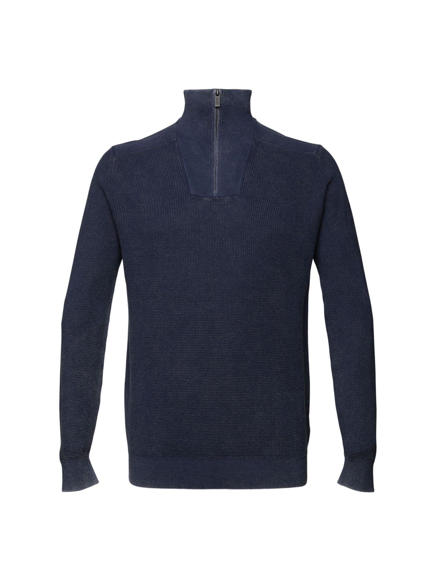 Esprit Troyer Pullover mit halbem Zipper, 100 % Baumwolle NAVY
