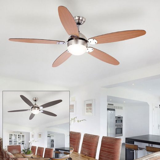 etc-shop Deckenventilator, Deckenventilator mit Zugschalter und LED