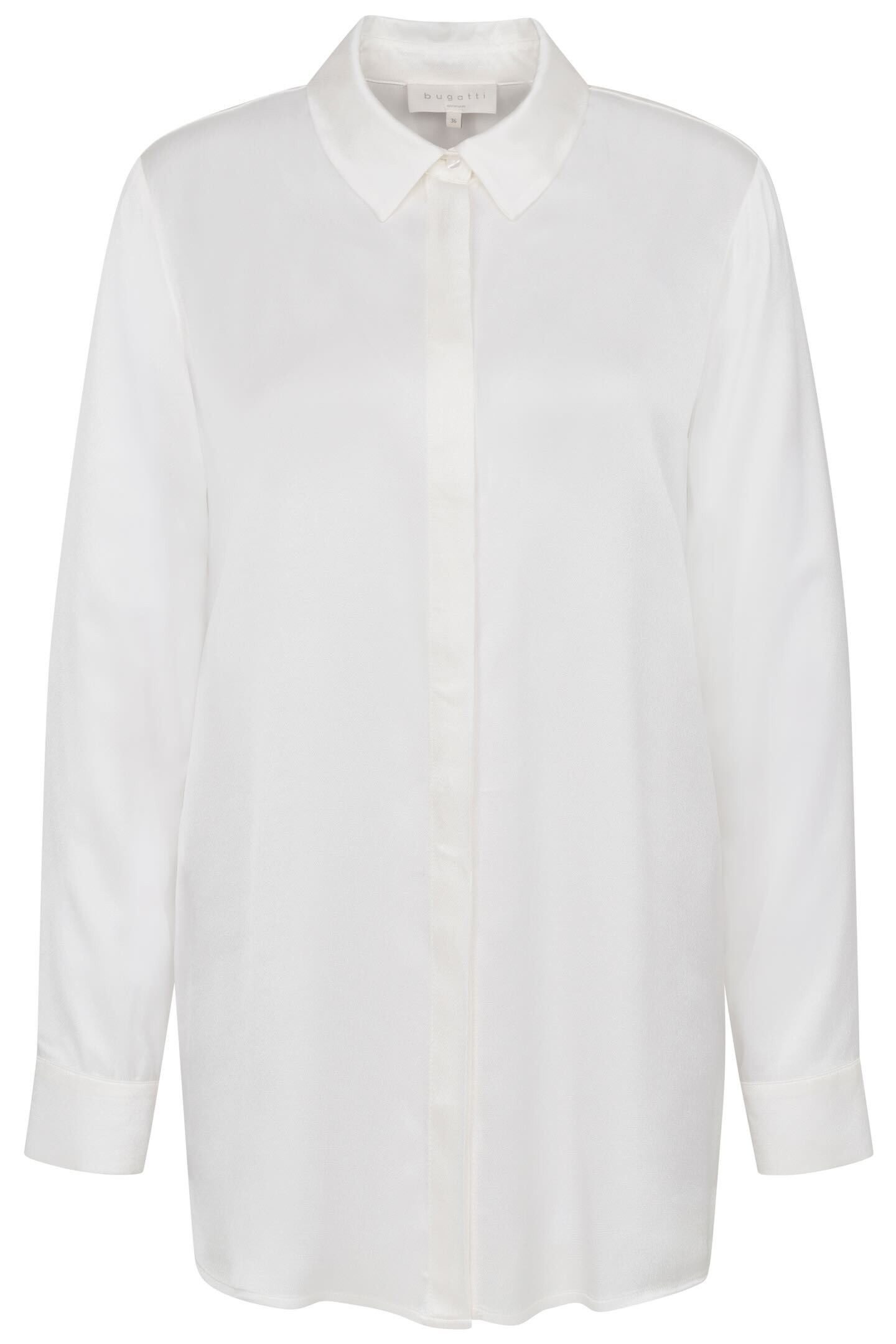 bugatti Langarmbluse mit abgerundetem Saum