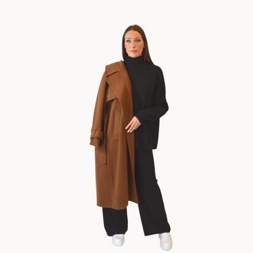 MonCaprise by Clothè Langmantel Edler oversized Mantel im Trenchcoat-Design Wintermantel braun