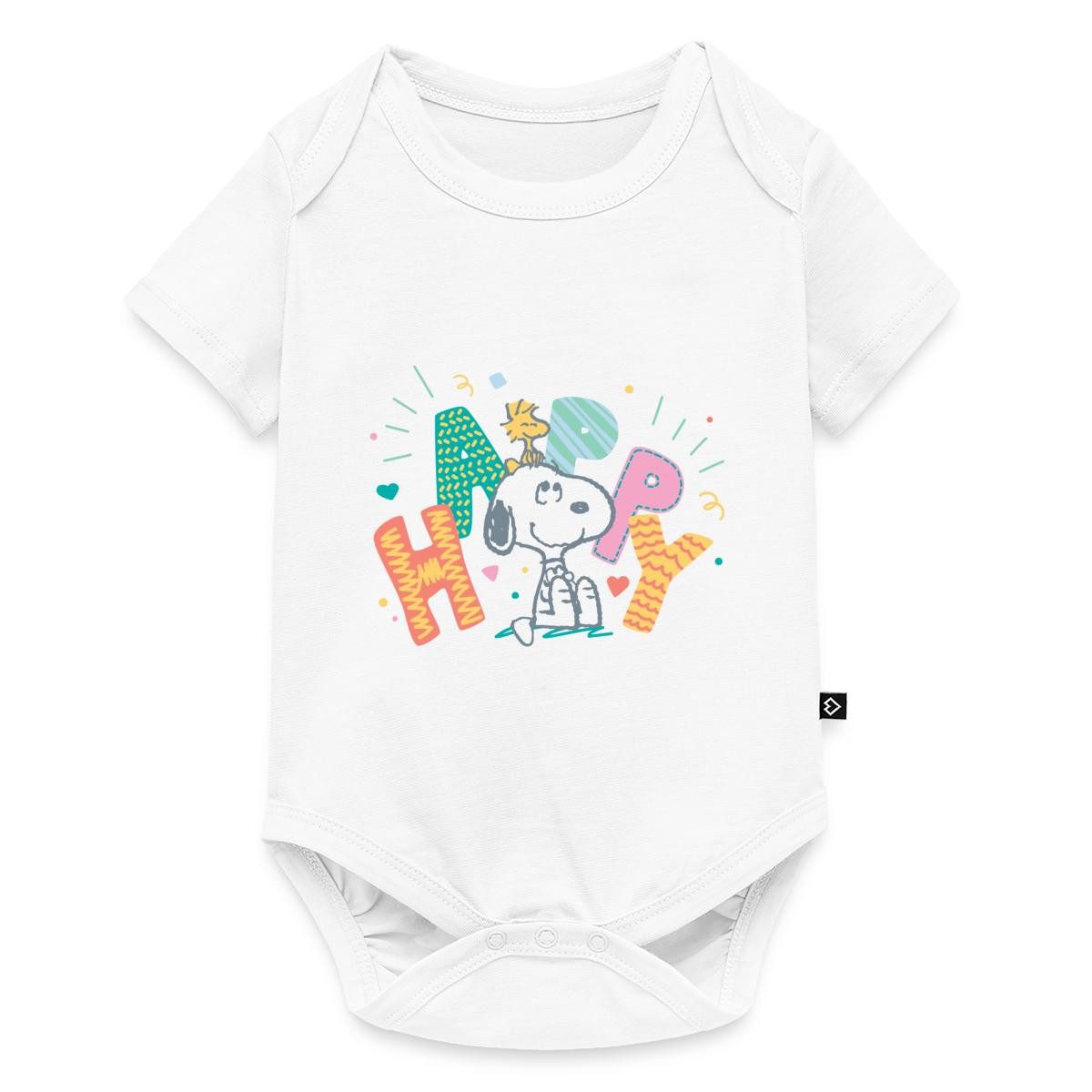 Kurzarmbody Peanuts Snoopy Happy Glücklich Kurzarm Tages Baby Body