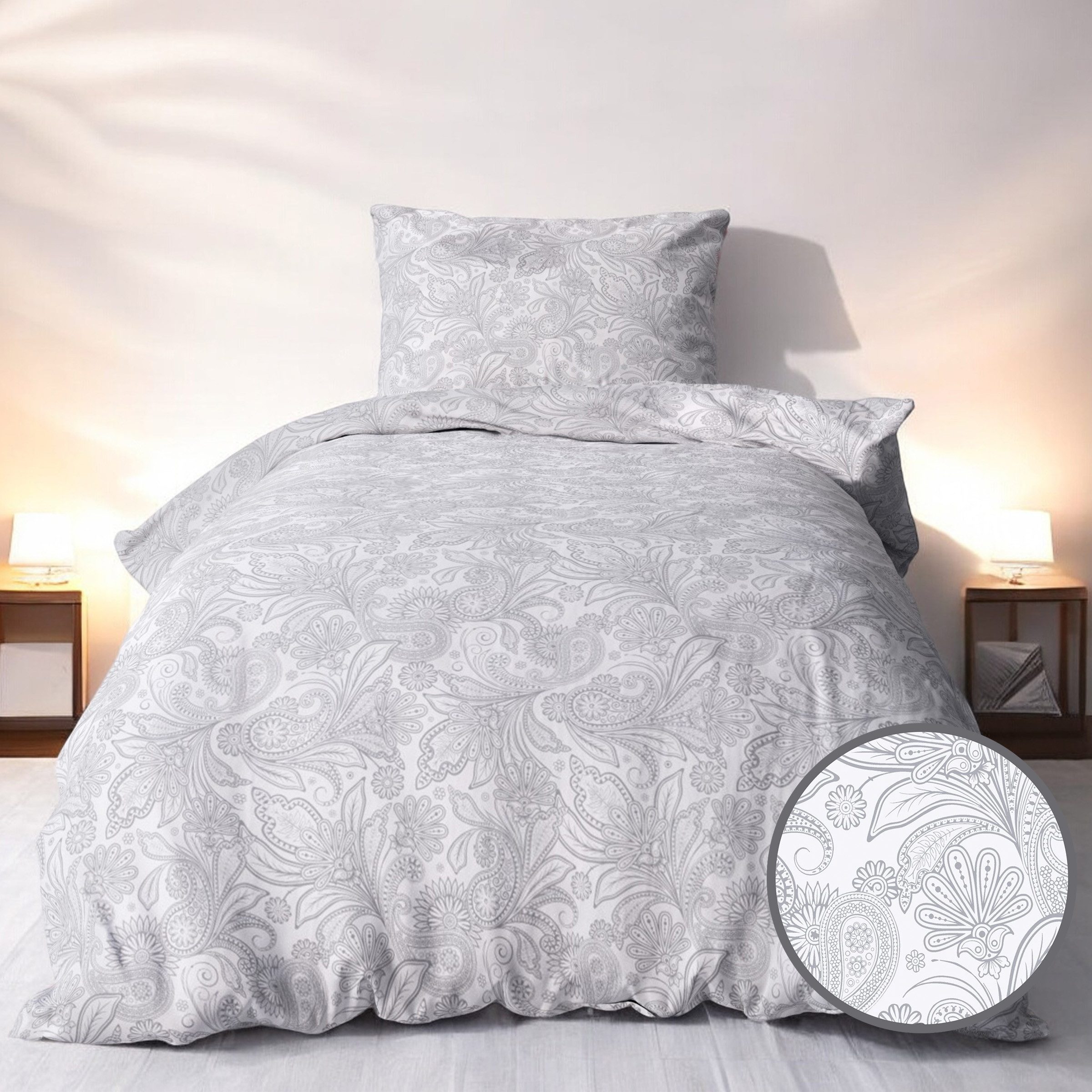 LINKHOFF Bettwäsche Biber Bettwäsche 135x200cm / 155x220 - 2tl. Blumenmuste günstig online kaufen