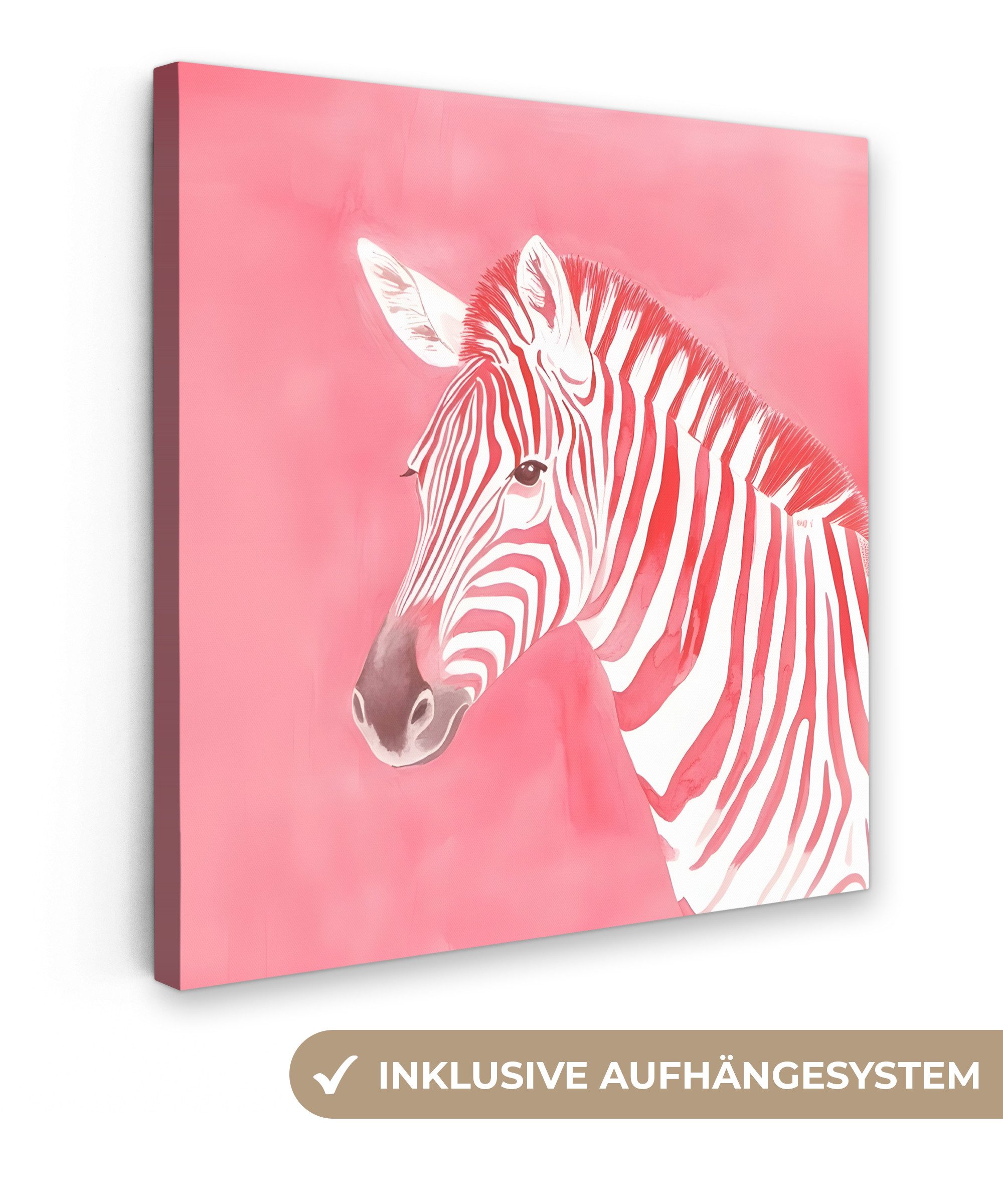 OneMillionCanvasses® Leinwandbild Zebra - Rosa - Farbe, Fotodruck (1 St), W günstig online kaufen