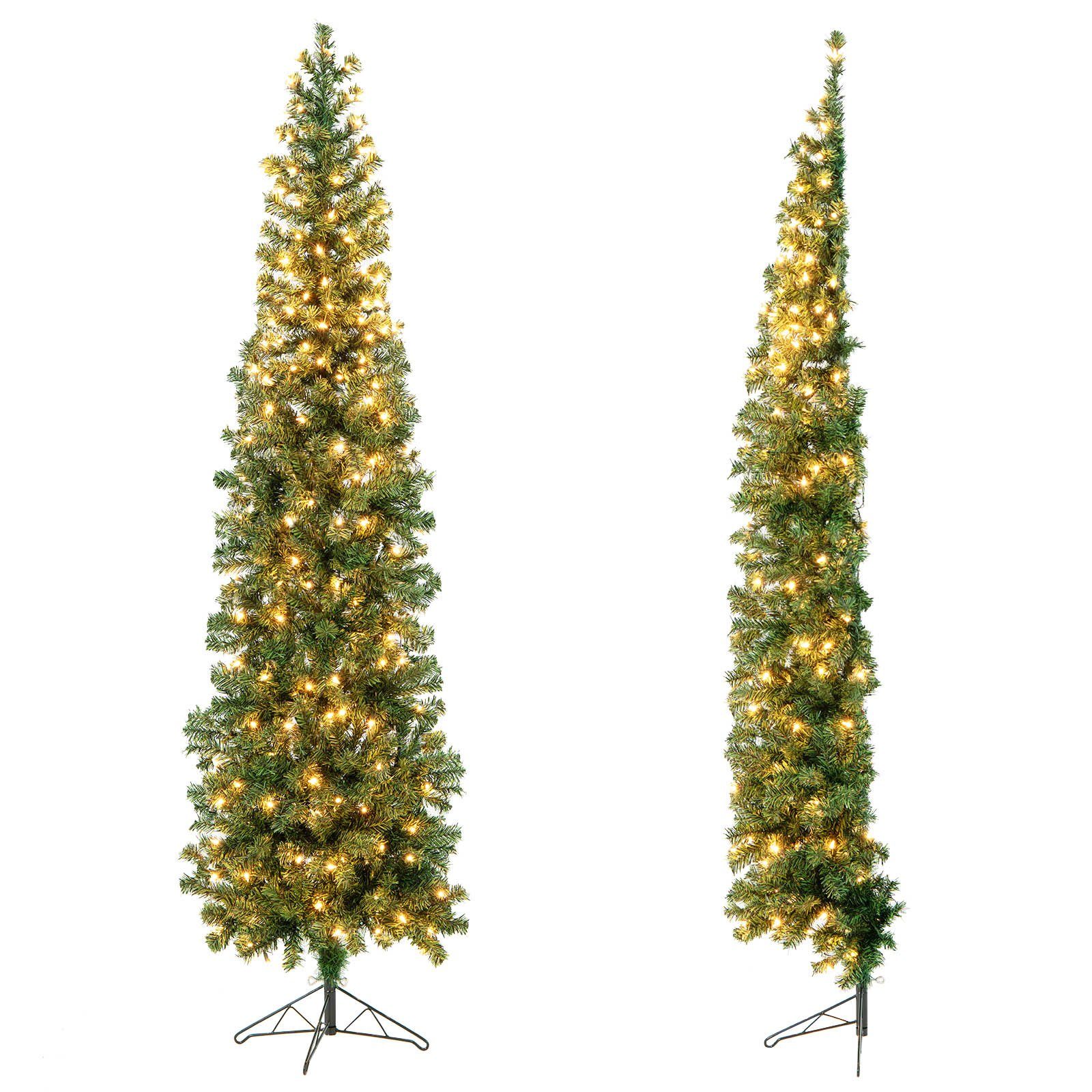 COSTWAY Künstlicher Weihnachtsbaum, 210cm Halber Tannenbaum, mit 450