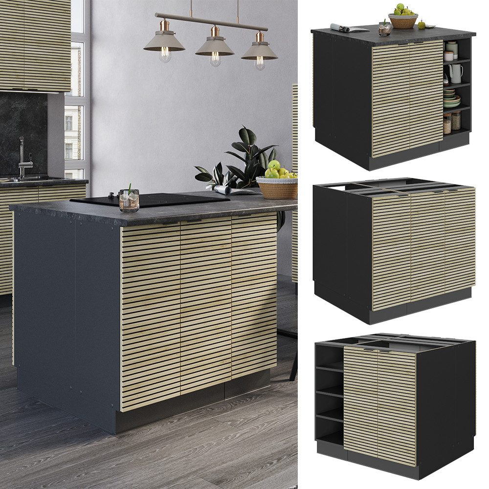 Vicco Unterschrank Fame-Line, Eiche Paneel/Anthrazit, 90 günstig online kaufen