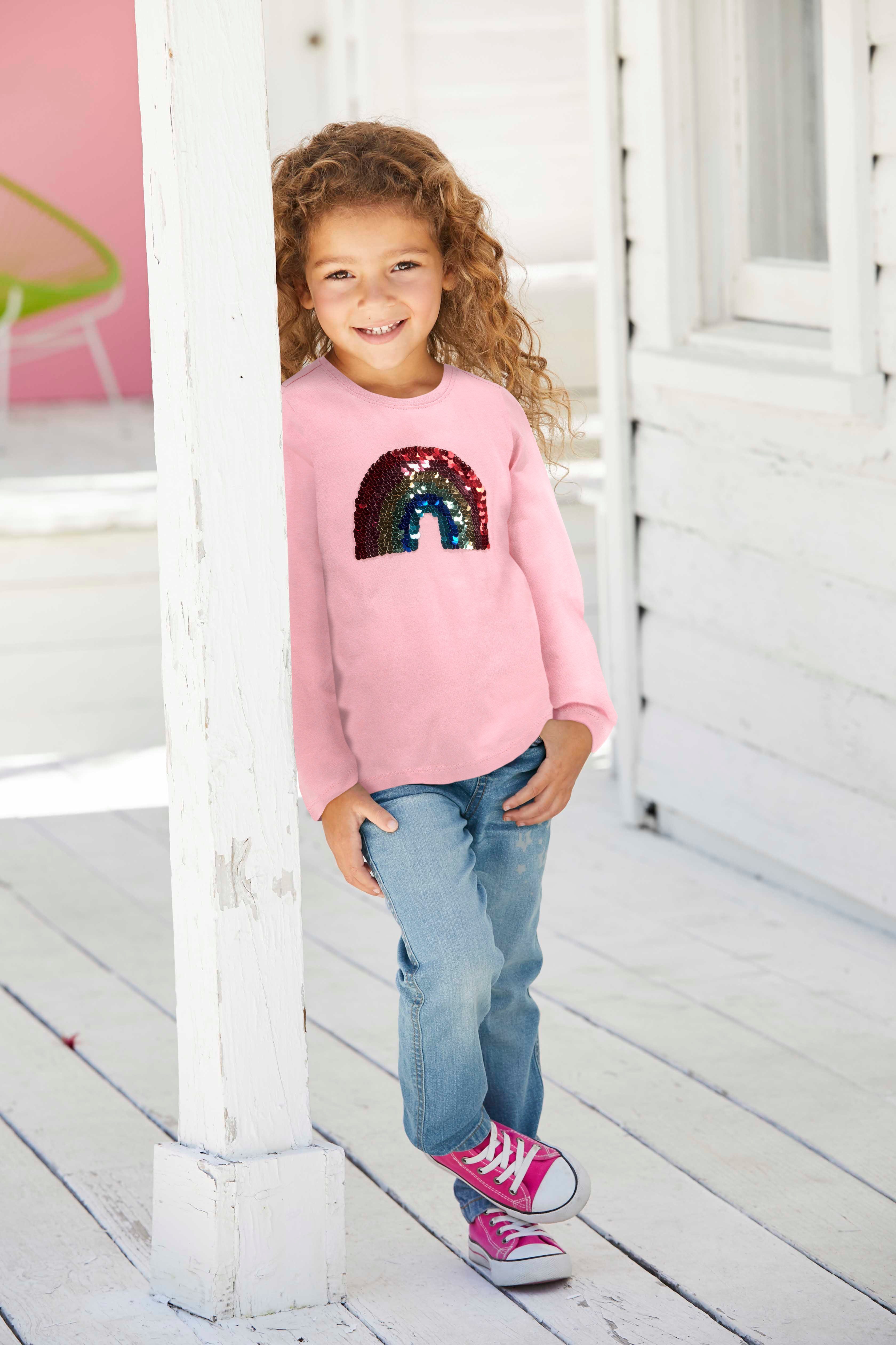 Regenbogen Wende-Pailletten Langarmshirt KIDSWORLD mit