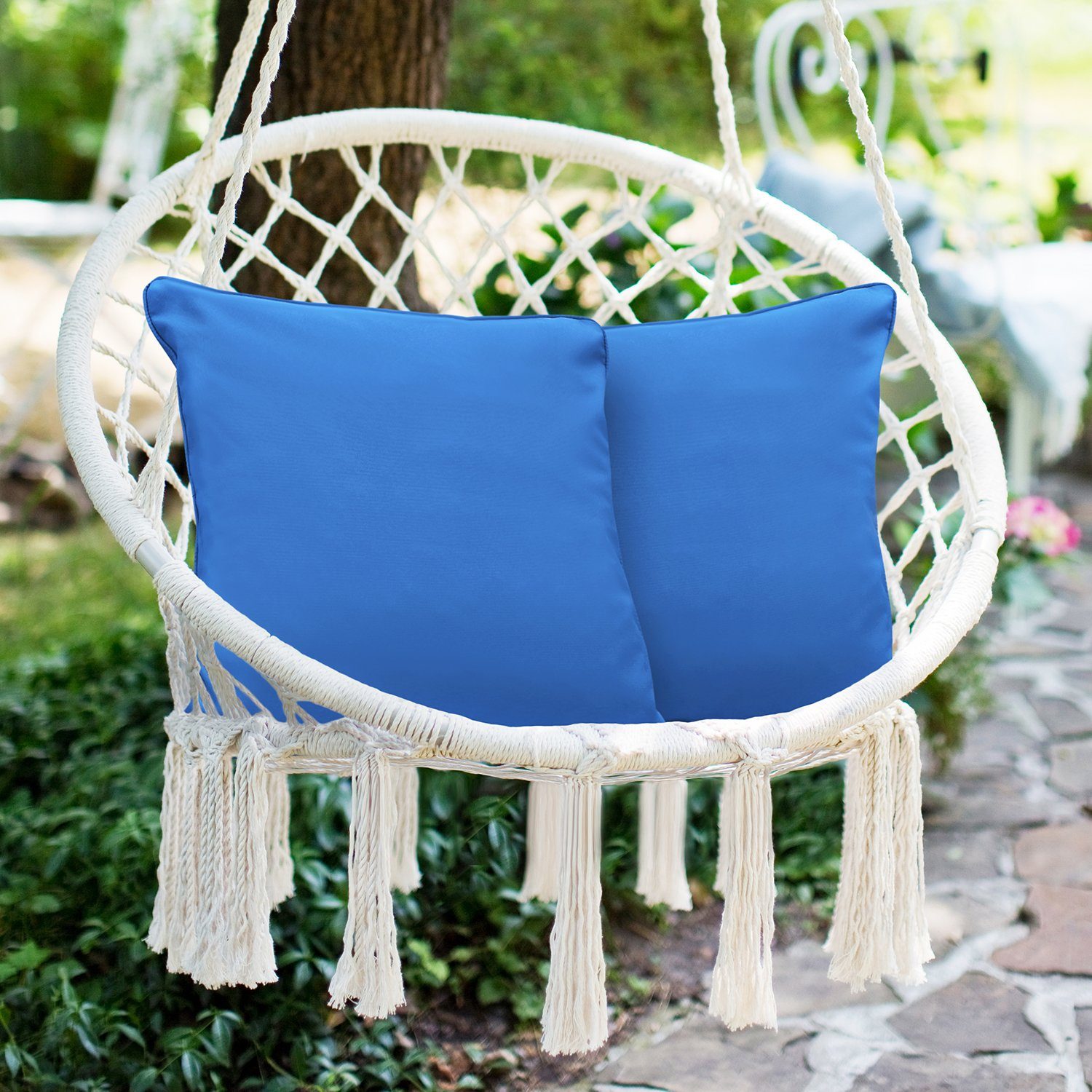 OUTDOOR wasserabweisend, Lounge 2er-SET Garten Blau und waschbar Kissenbezug schmutz- 21 Dekokissen novely® Kissen Fü, DEKOKISSEN novely outdoorgeeignet,