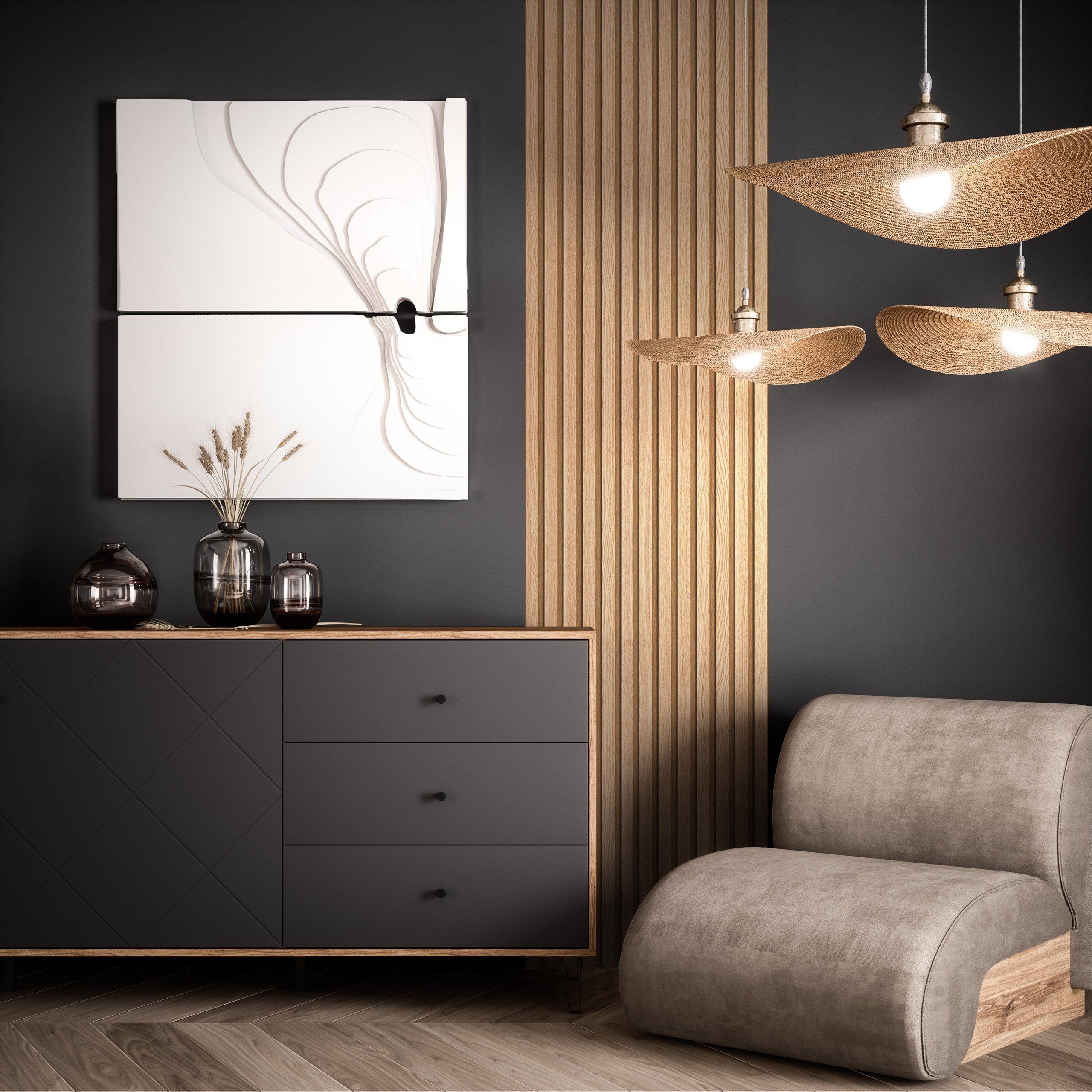 Newroom Vliestapete Paneel 2,5x0,53m Barcley Brown Tapete Holztapete, Holzwand Lamellen - Lamellenwand Naturholz Skandi Modern Wohnzimmer Schlafzimmer Tapete Holztapete für Flur Büro Küche, Holzwand