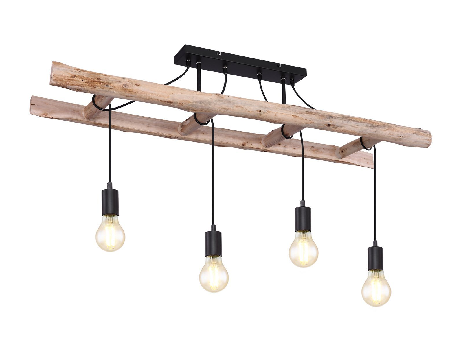 GLOBO LIGHTING LED Deckenleuchte, Dimmfunktion, LED wechselbar, Warmweiß, große ausgefallene Holz-lampe rustikal für Decke mehrflammig, B: 115cm