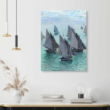 Posterlounge Acrylglasbild Claude Monet, Fischerboote bei ruhigem Wetter, Wohnzimmer Maritim Malerei