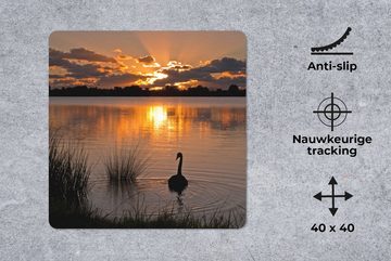 MuchoWow Gaming Mauspad Sonnenstrahlen - Schwan - Wolken (1-St), Mousepad mit Rutschfester Unterseite, Gaming, 40x40 cm, XXL, Großes