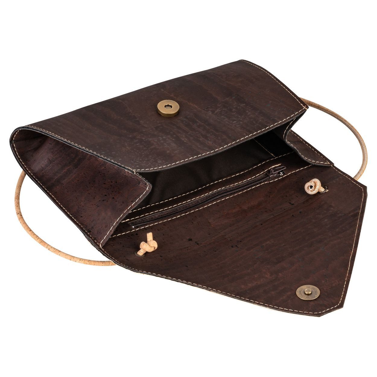 Kork-Deko.de Handtasche Kleine Kork-Handtasche braun – vegane Clutch zum Umhängen