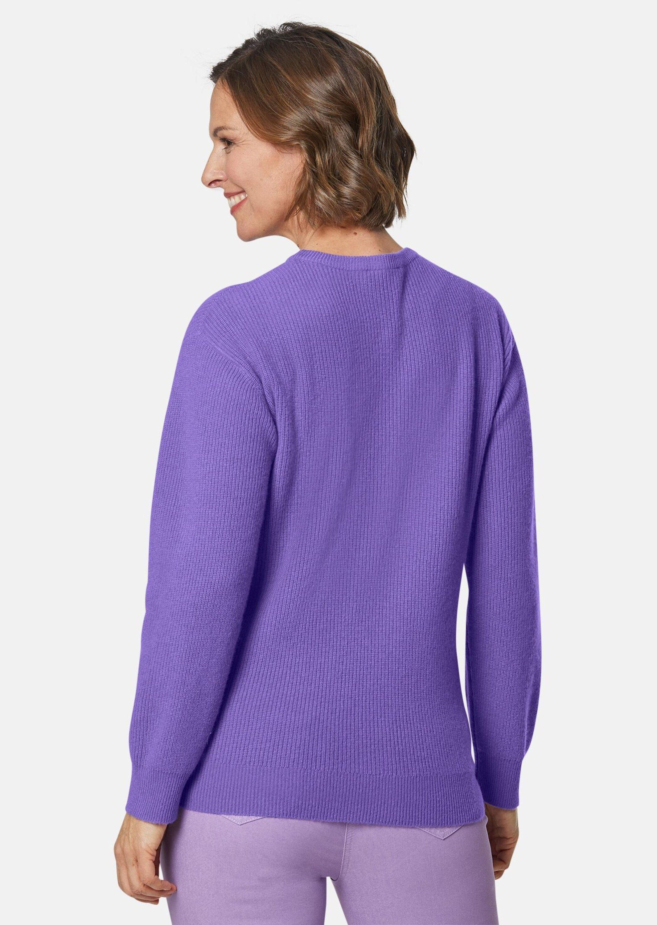 GOLDNER Kurzgröße: lila Strickpullover