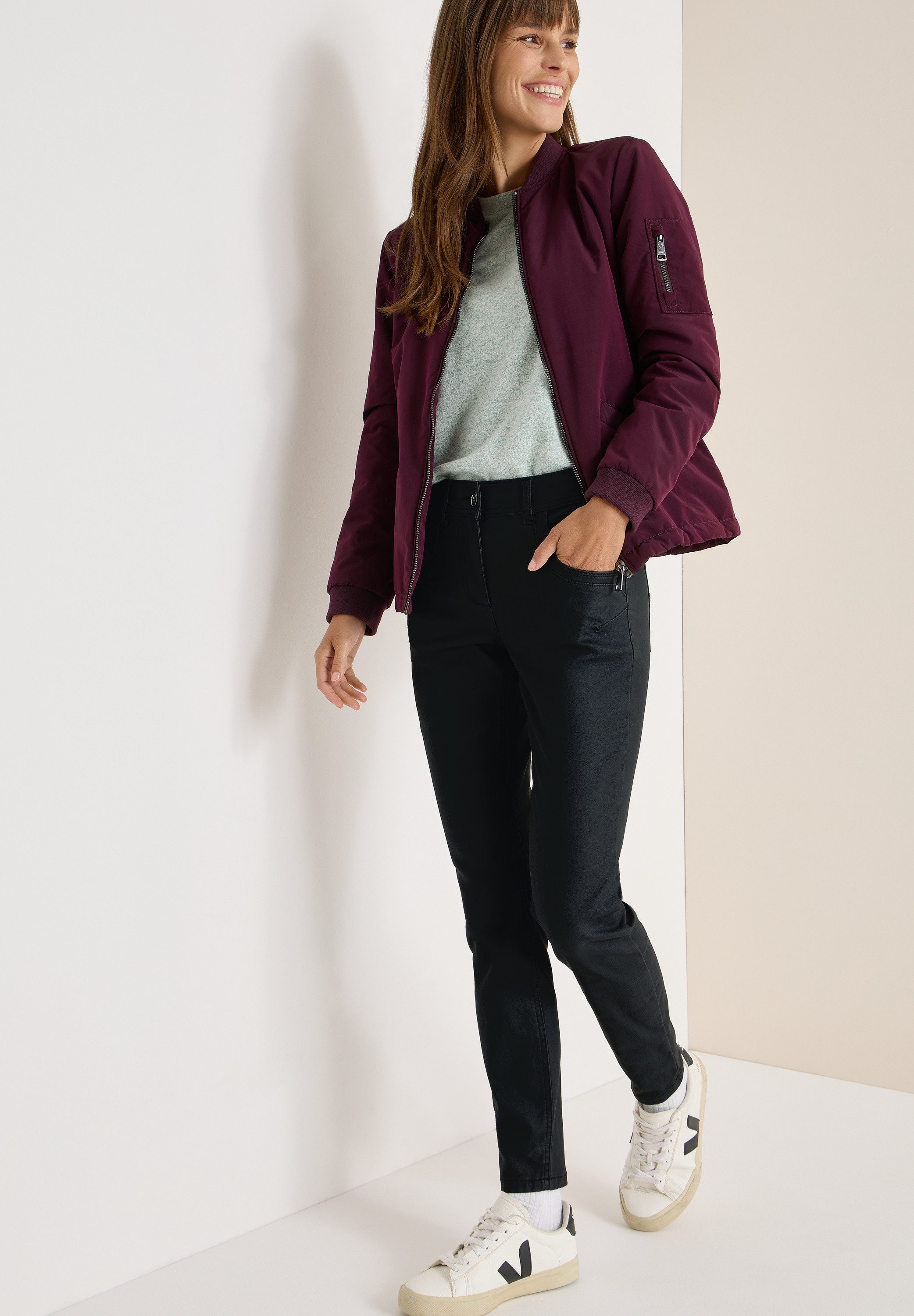 CECIL 5-Pocket-Hose Style Toronto im Leder-Look, mit leicht glänzender Beschichtung
