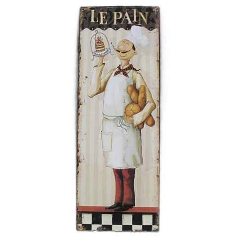 Linoows Metallschild Blechschild, Reklameschild Le Pain, Das Brot, Bäckerei Wandschild 36x13 cm