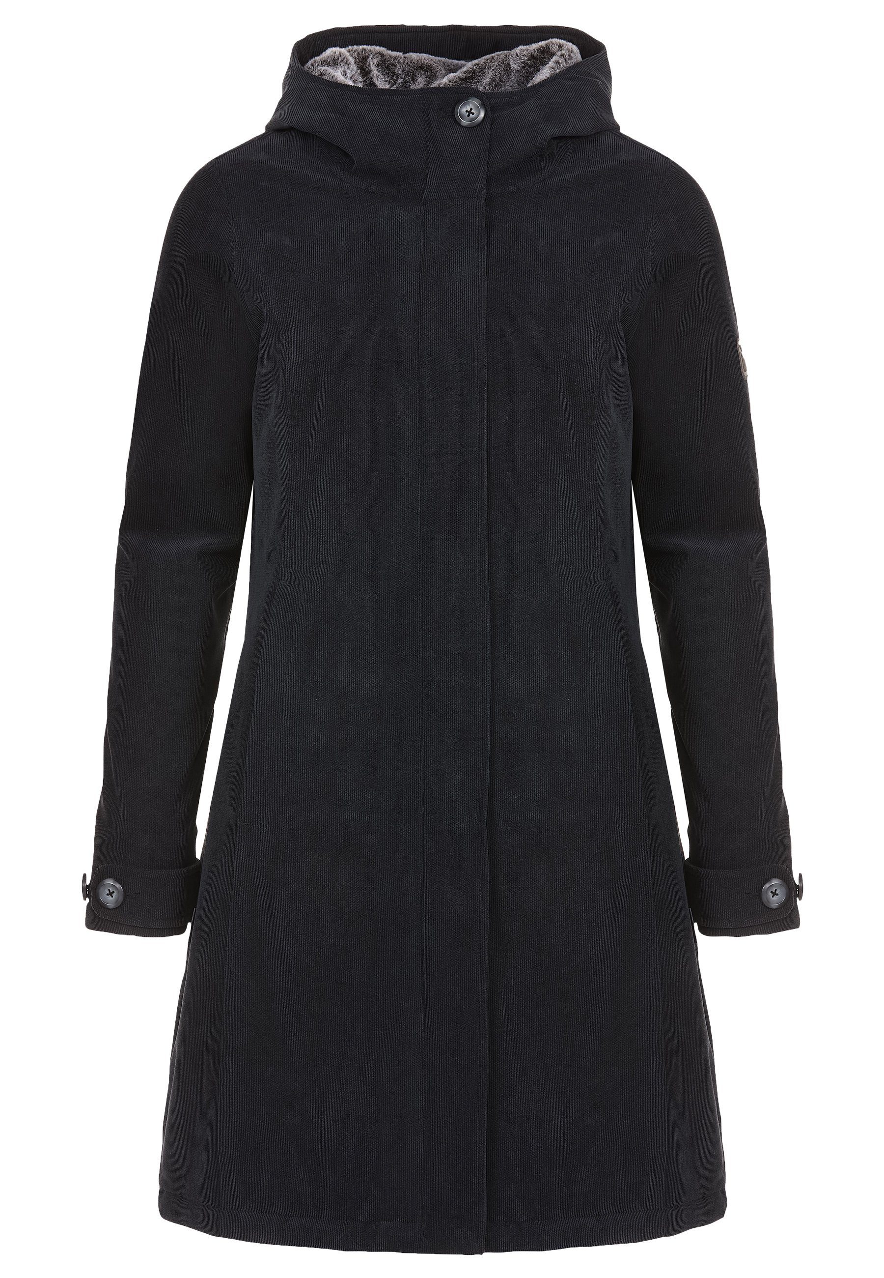 Elkline Winterjacke Glasgow Cord taillierte black warm wasserdicht - Passform anthra