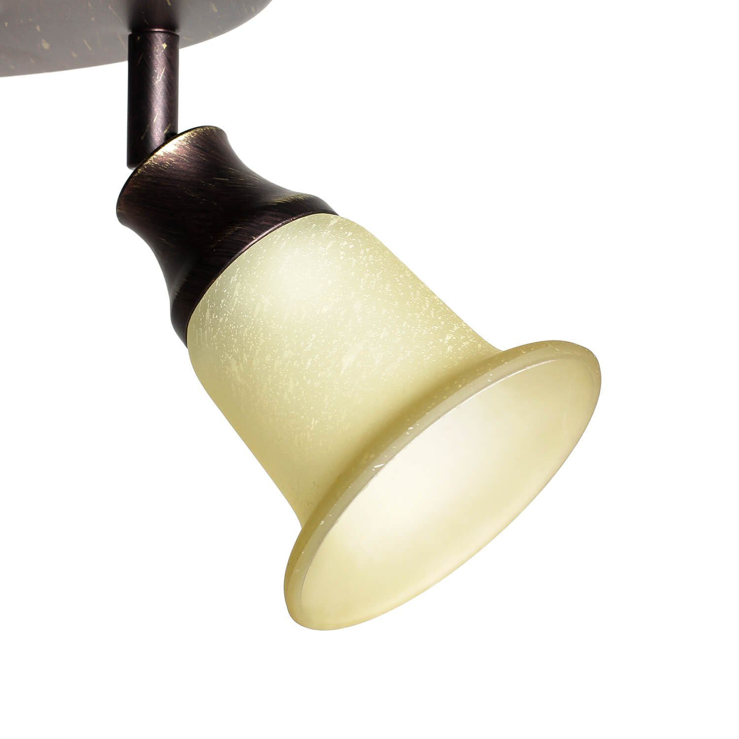 Licht-Erlebnisse Deckenstrahler Deckenstrahler ohne Deckenspot CLAIRE, Lampe Creme Glas Leuchtmittel, schwenkbar antik rustikal