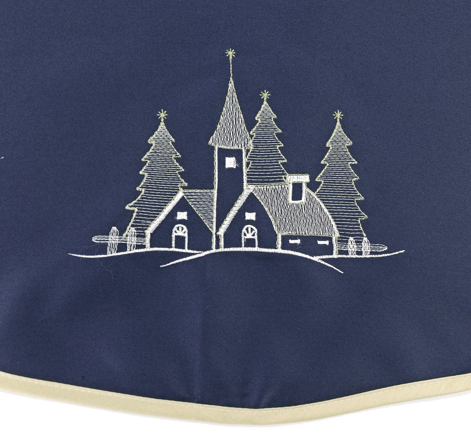 heimtexland Weihnachtsbaumdecke Weihnachtsdeko Baumschmuck Christbaumdecke Baumteppich (1-tlg), Weihnachtsbaum Deko gold bestickt Baumständer Schürze