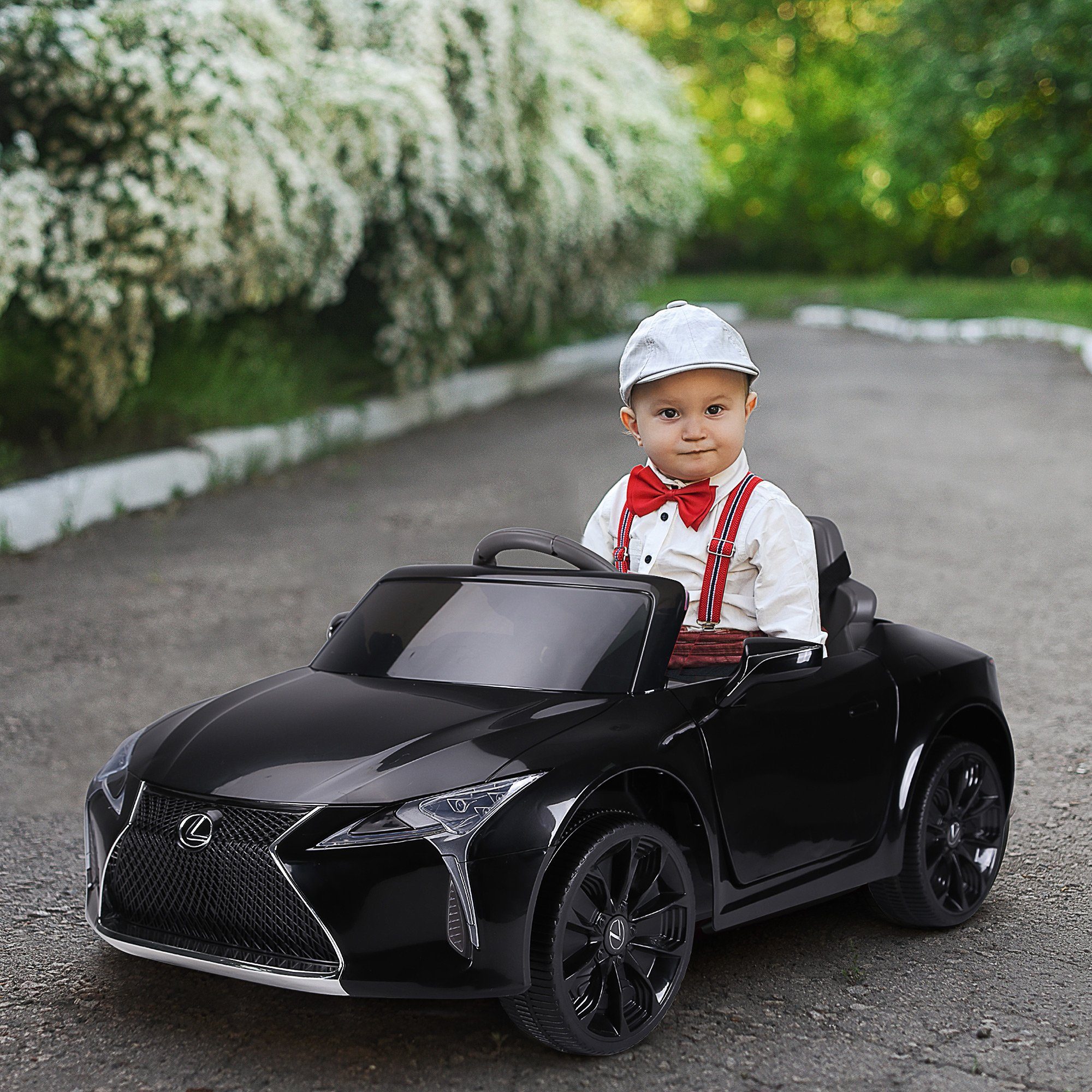 HOMCOM Elektro-Kinderauto Kinderfahrzeug, Aufsitz-Lexus lizenziert LC500, Schwarz, Belastbarkeit 30 kg, (1-tlg), 106L x 63B x 44H cm