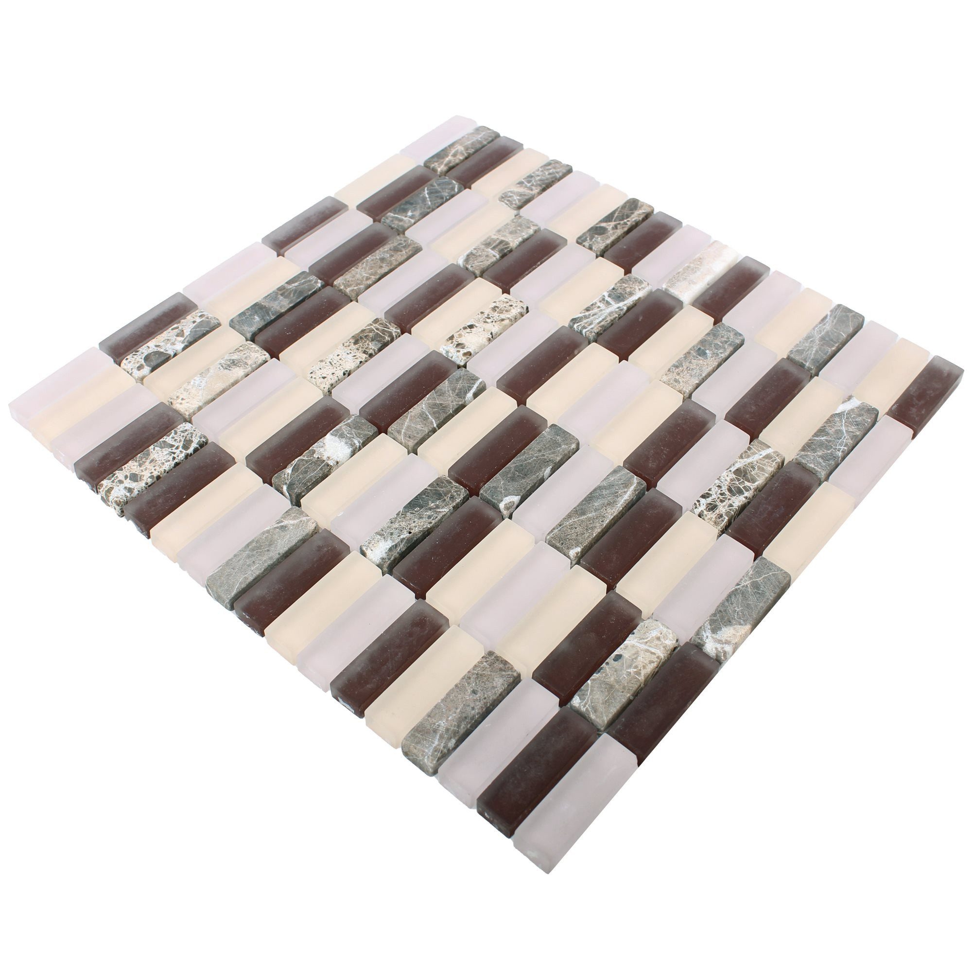 Mosafil Mosaikfliesen Glasmosaik Natursteinfliesen Conrad Lila Braun Beige, Naturstein-Glas-Marmor 30.000x30.000, beige-braun-lila-bordeuax, Wasserfest