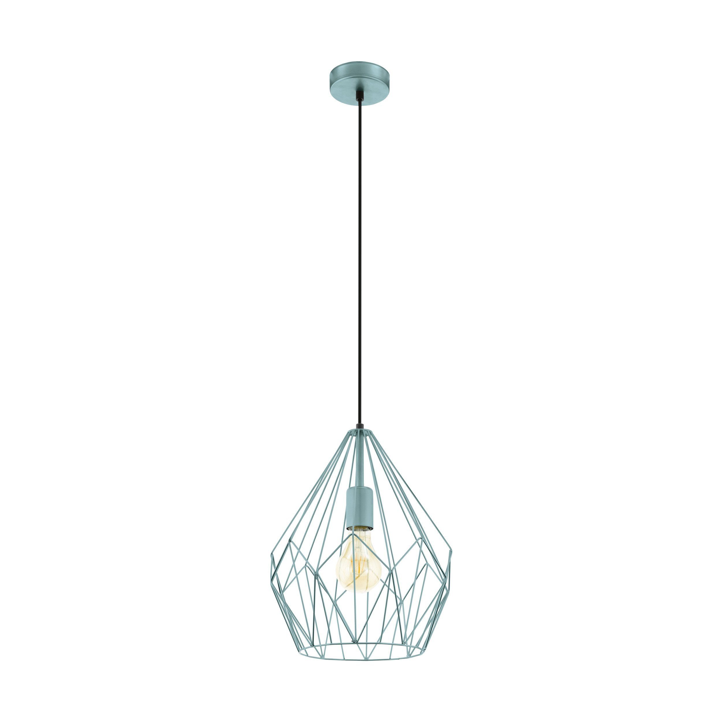 EGLO LED-Hängeleuchte Carlton, Leuchtmittel exklusive, Vintage Pendelleuchte, Retro Hängelampe, Farbe: Mint, Fassung: E27