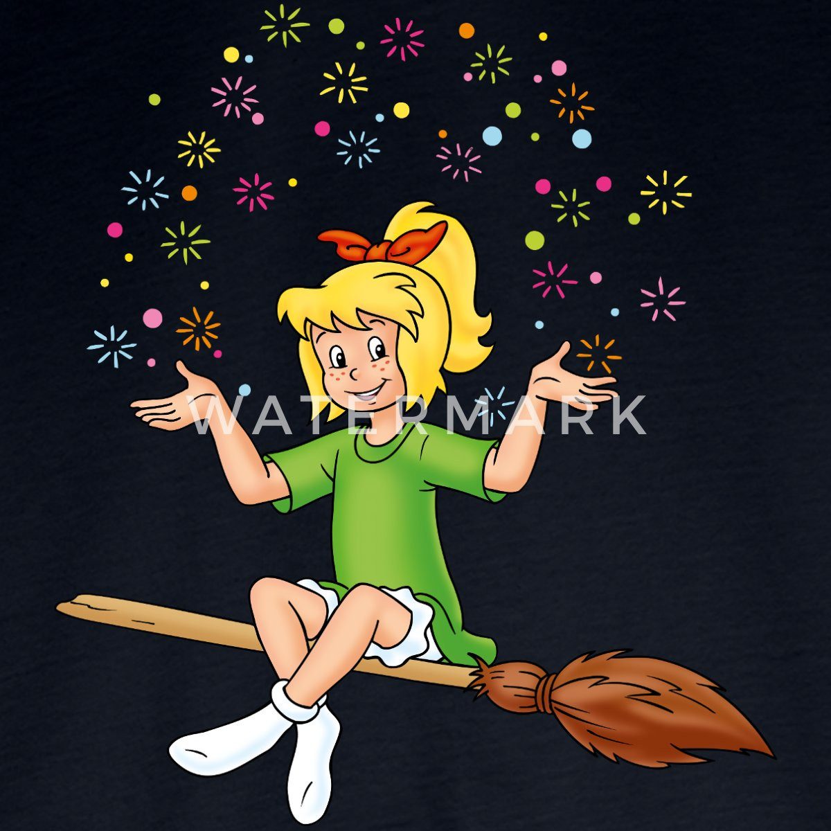 Spreadshirt T-Shirt Bibi Blocksberg Sitzt Auf Kartoffelbrei Kinder Premium Langarmshirt (1-tlg) – Bild 2 von 5