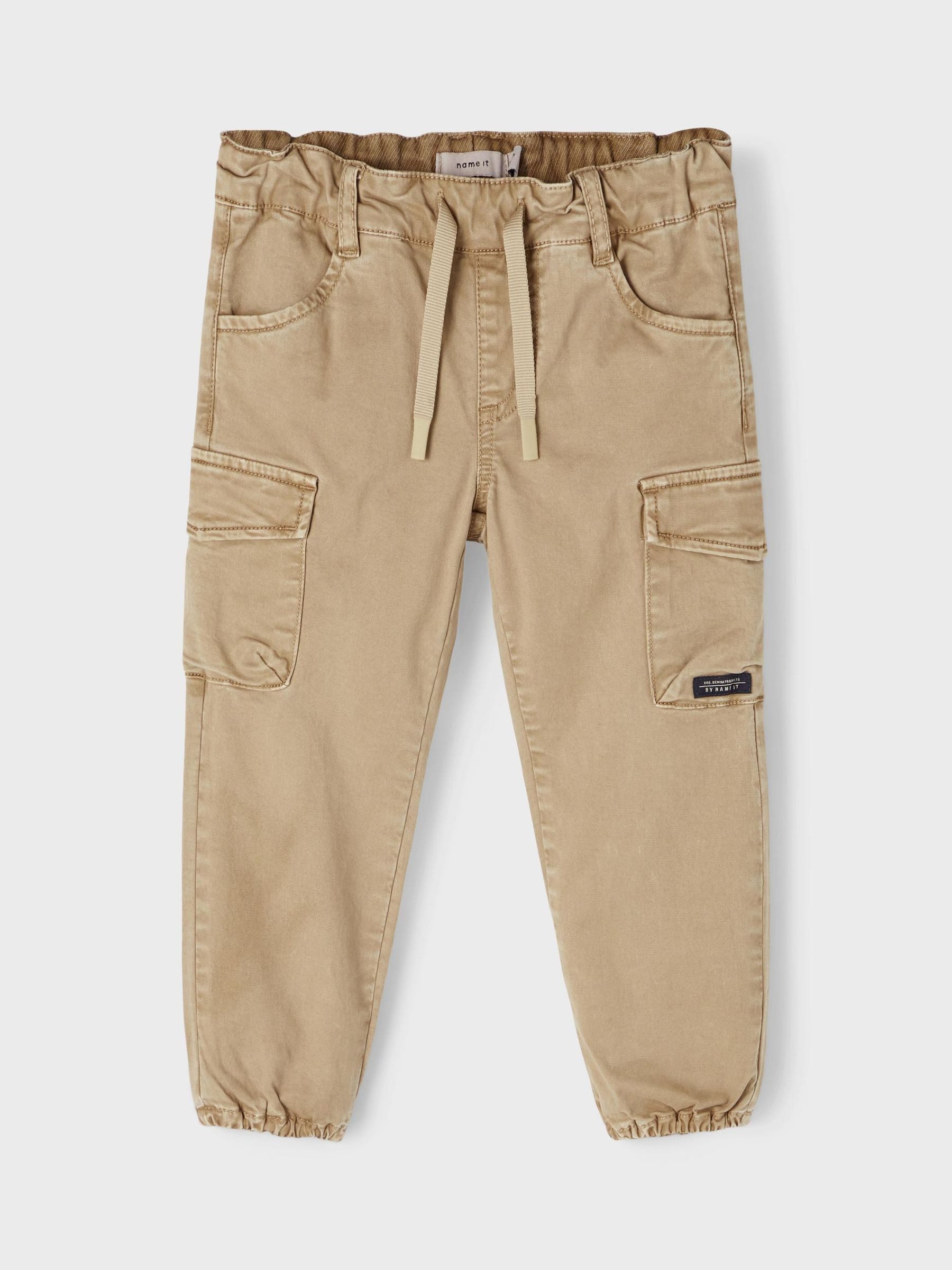 Name It Cargohose Cargo Jeans Twill Pants NMMBEN für Unisex Baumwolle Regular Fit unifarben elastisch Kordel Basic-Style
