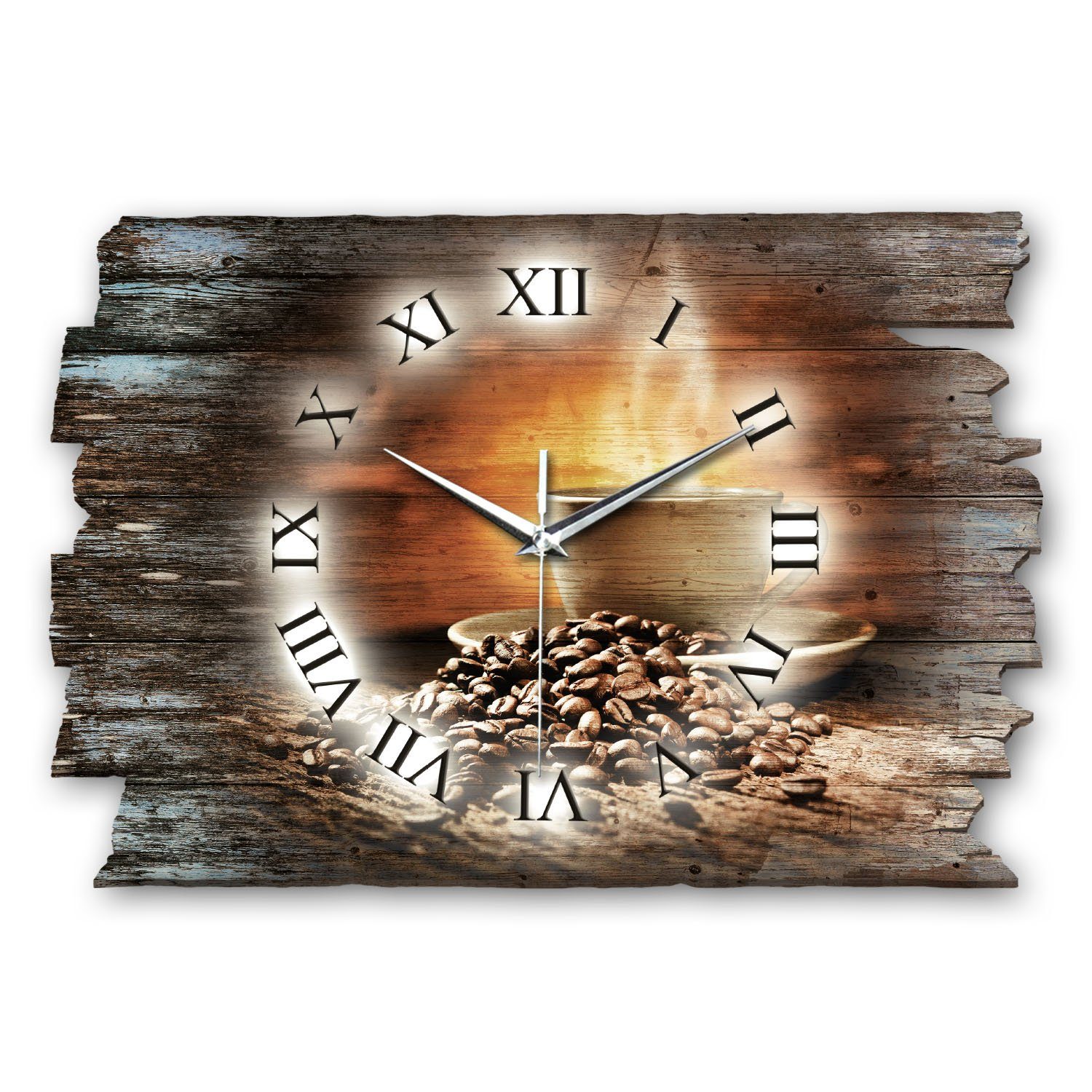 Kreative Feder Funkwanduhr Design-Wanduhr „Kaffee“ aus Holz (ohne Ticken, f günstig online kaufen