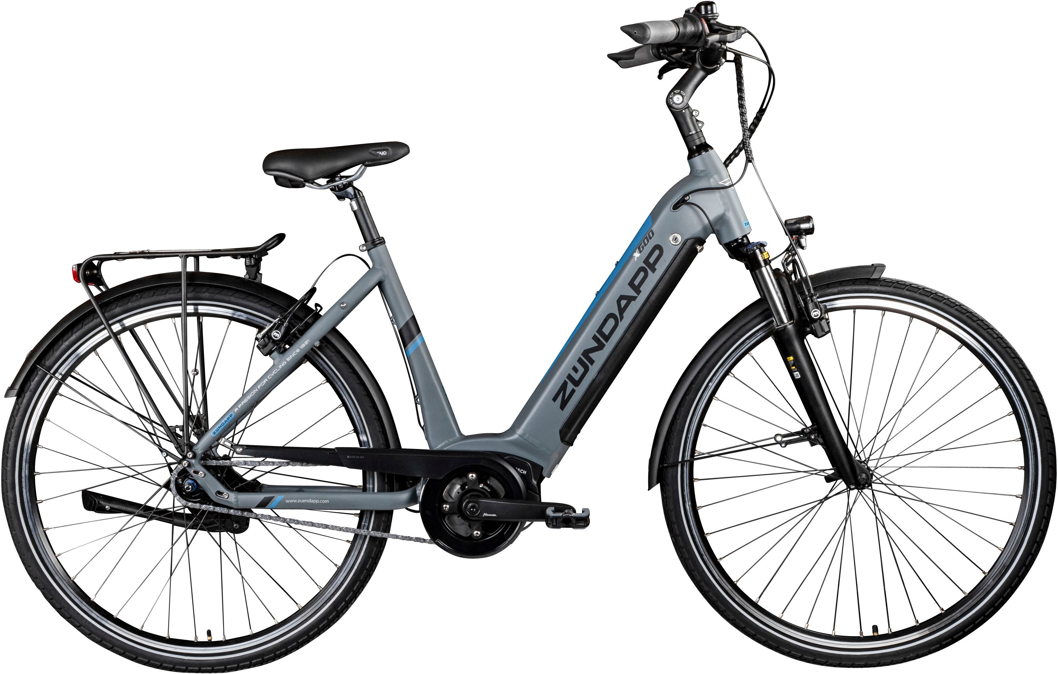 Zündapp E-Bike X600, 7 Gang Shimano Nexus Schaltwerk, Nabenschaltung, Mittelmotor, 400 Wh Akku