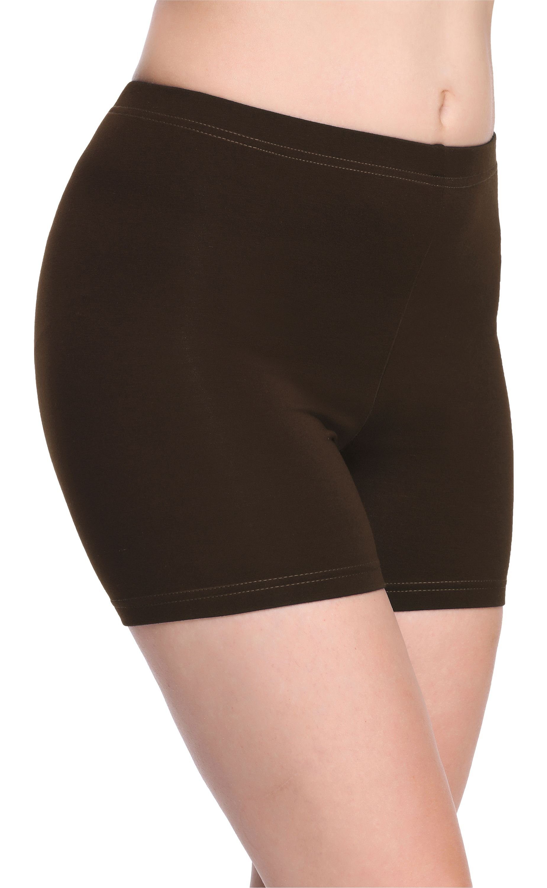 Boxershorts Radlerhose (1-tlg) Shorts Damen MS10-283 Unterhose Style Hotpants Bund elastischer Braun Merry Leggings