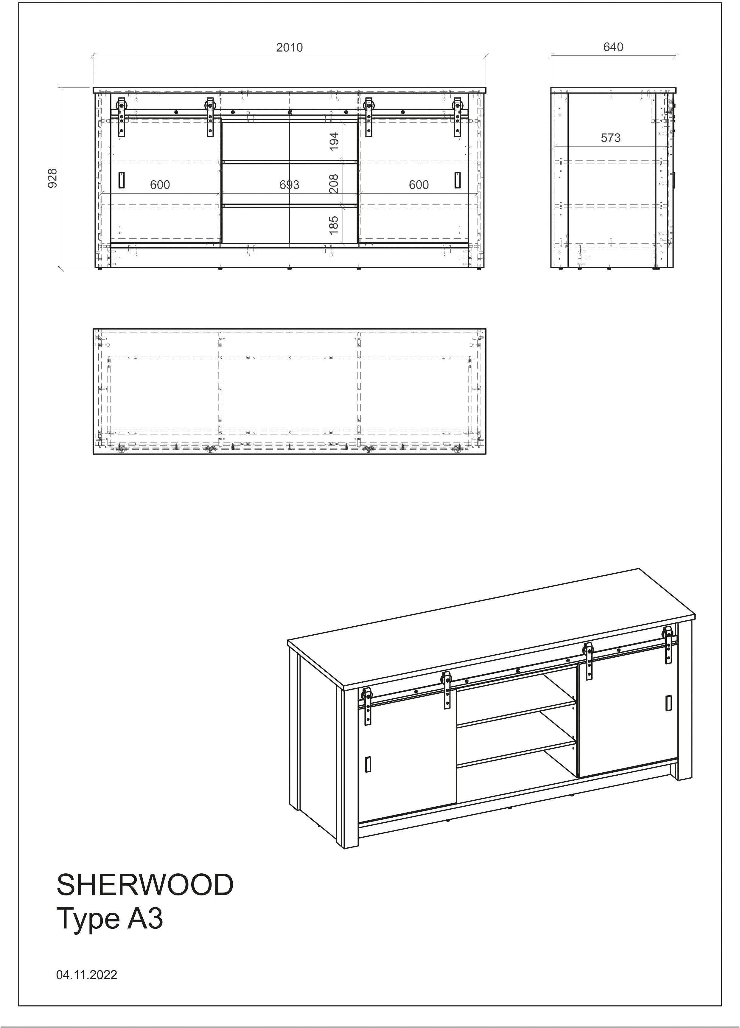 Meuble de cuisine Home Affaires Sherwood, 264 cm de large, avec niche pour four, sans électroménager
