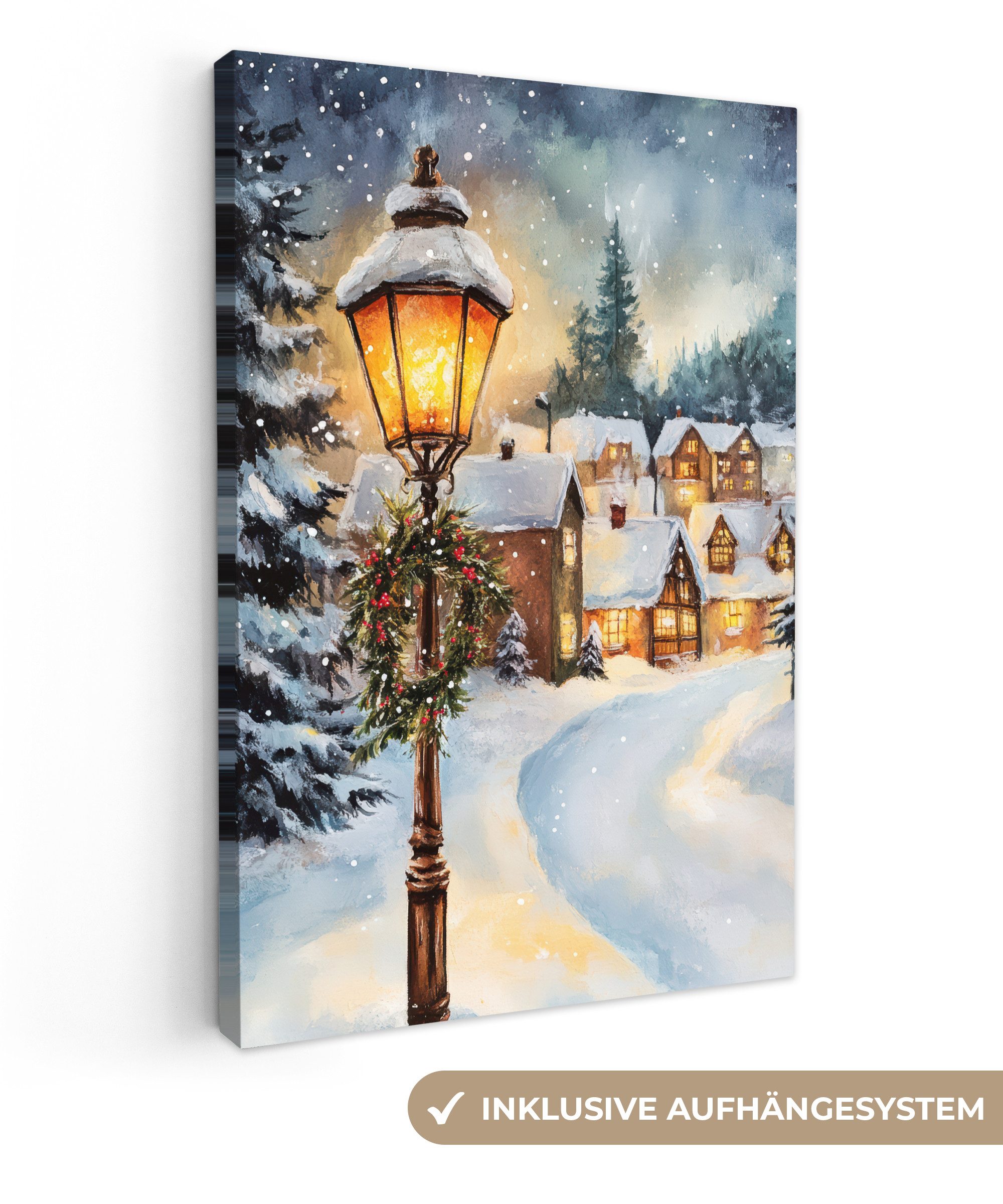 OneMillionCanvasses® Leinwandbild Weihnachtsdorf - Häuser - Schnee - Weihna günstig online kaufen