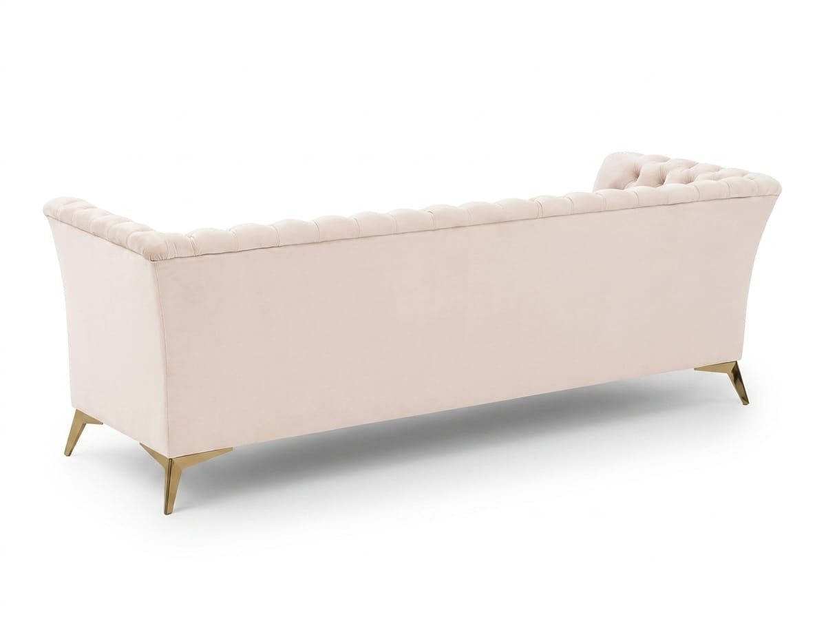 JVmoebel Chesterfield-Sofa Beiges Chesterfield 3-Sitzer-Sofa Gesteppt Wohnzimmermöbel, 1 Teile, Made in Europa