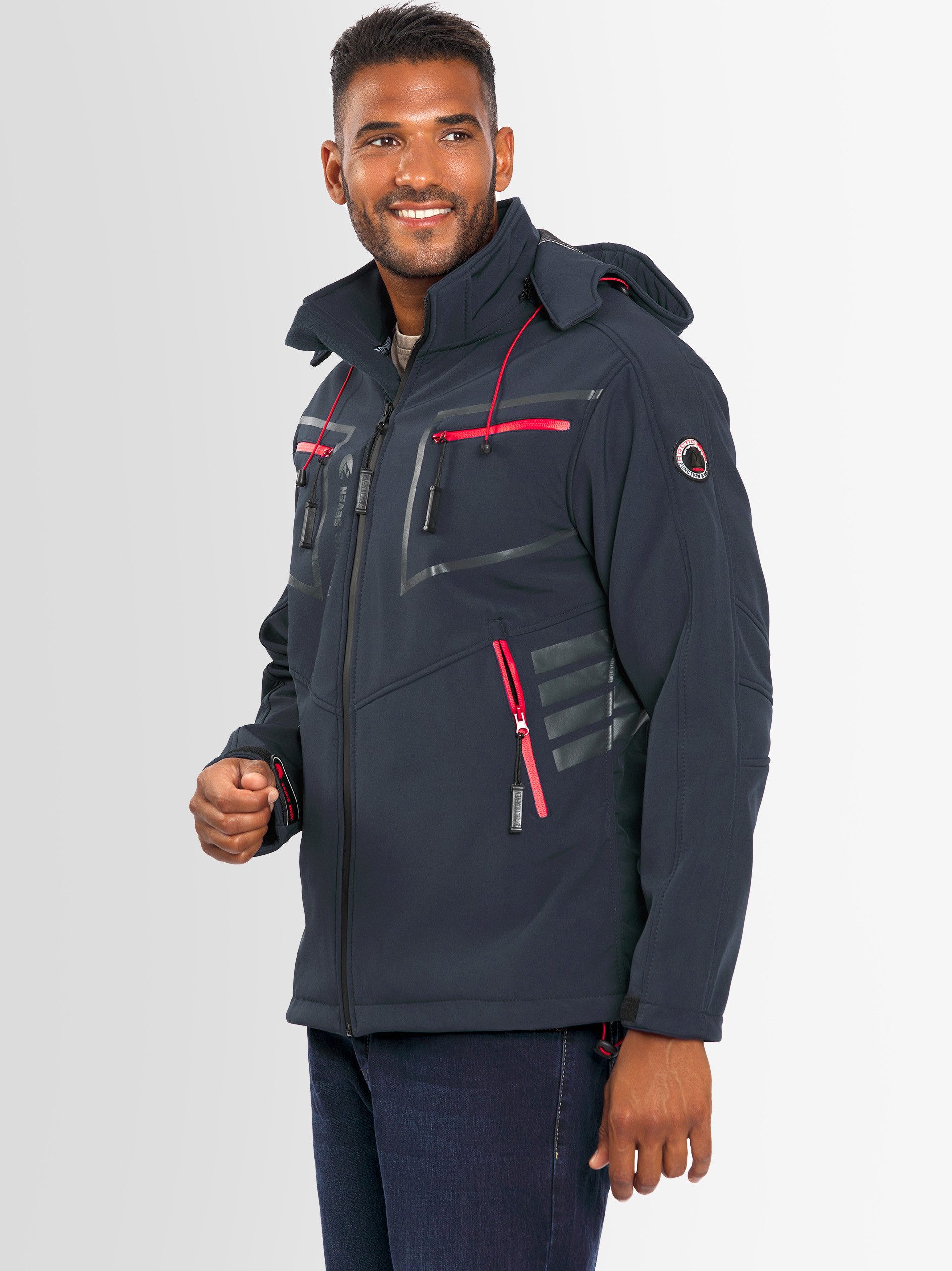Arctic Seven Softshelljacke ASPierr sportliche Outdoor Funktionsjacke mit abnehmbarer Kapuze – Bild 3 von 5
