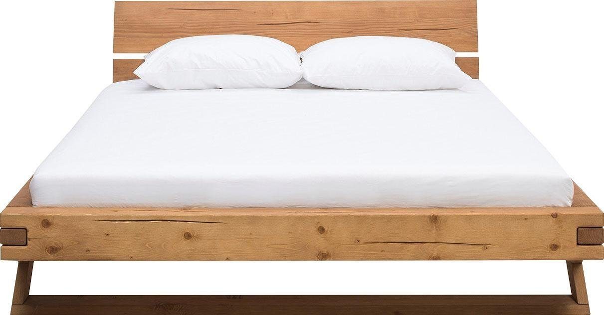 SalesFever Massivholzbett Eik: Elegantes Bett aus Massivholz, Tradition trifft Moderne: Unikates Balkenbett mit Y-Füßen