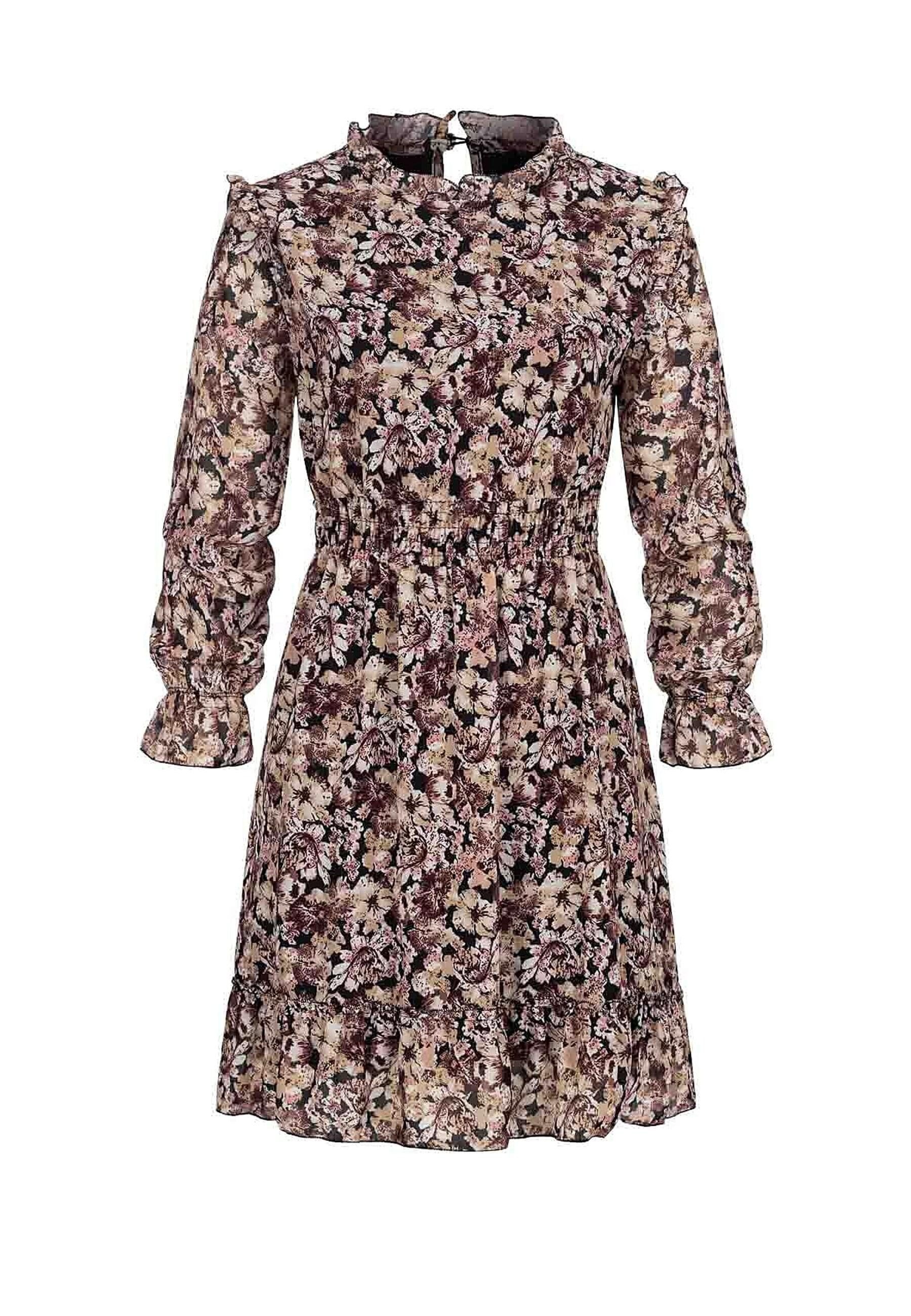 CLOUD 5IVE Shirtkleid CLOUD 5IVE Chiffon Kleid mit Stehkragen Rüschen & Blu günstig online kaufen