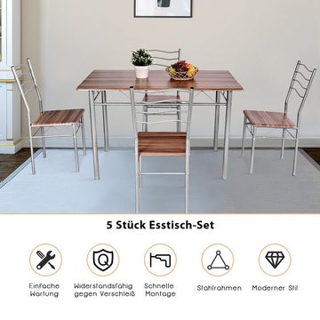 COSTWAY Esstisch (5-St), Küchentisch mit 4 Stühlen, mit hoher Rückenlehne