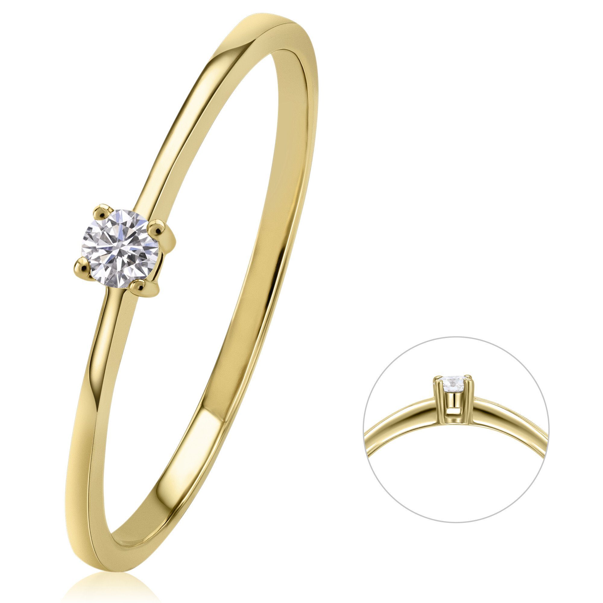 ONE ELEMENT Diamantring 0,07 ct Diamant Brillant Ring aus 585 Gelbgold, Damen Gold Schmuck | Goldringe