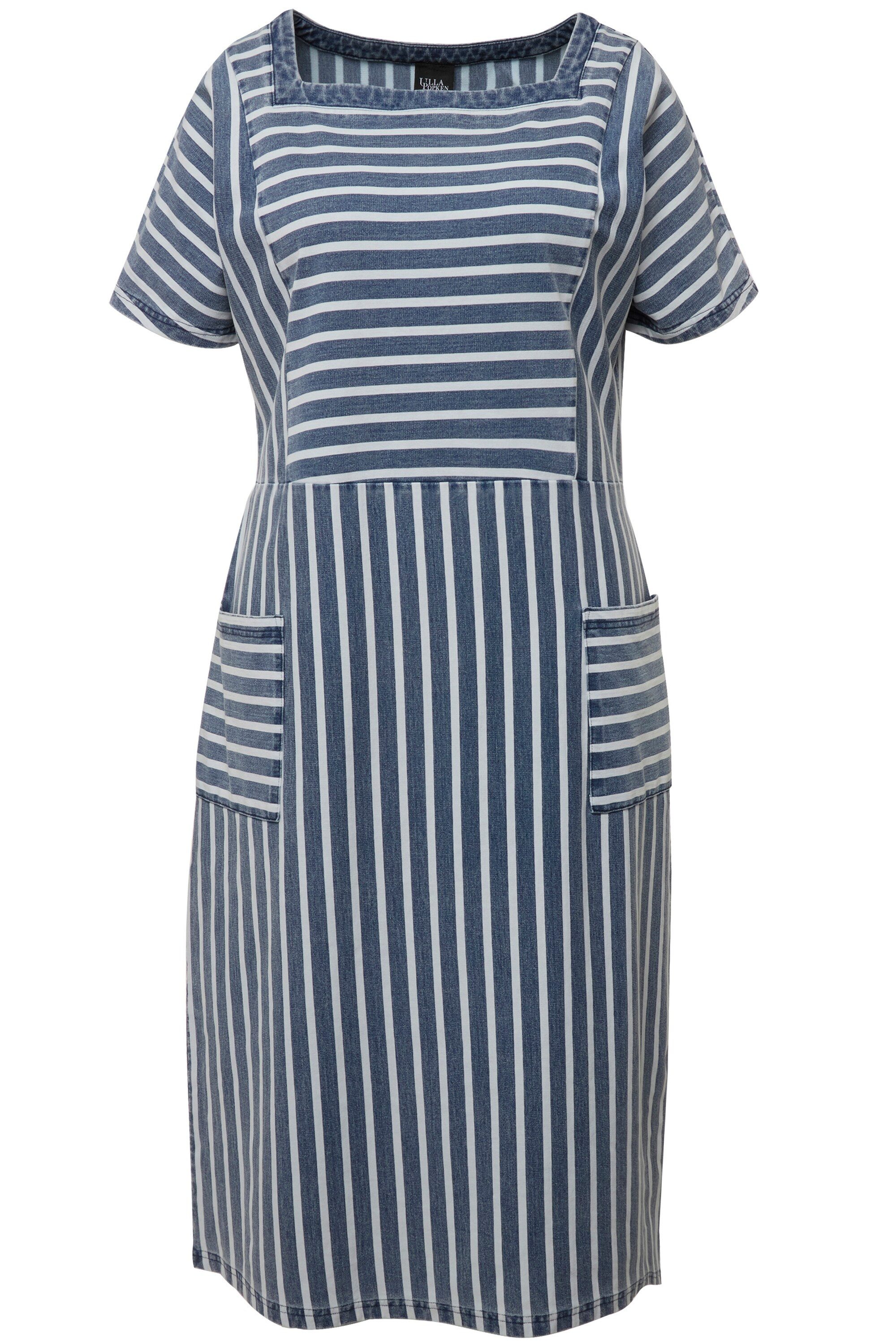 Ulla Popken Midikleid Sweat-Midikleid Jeanslook Carree-Ausschnitt günstig online kaufen