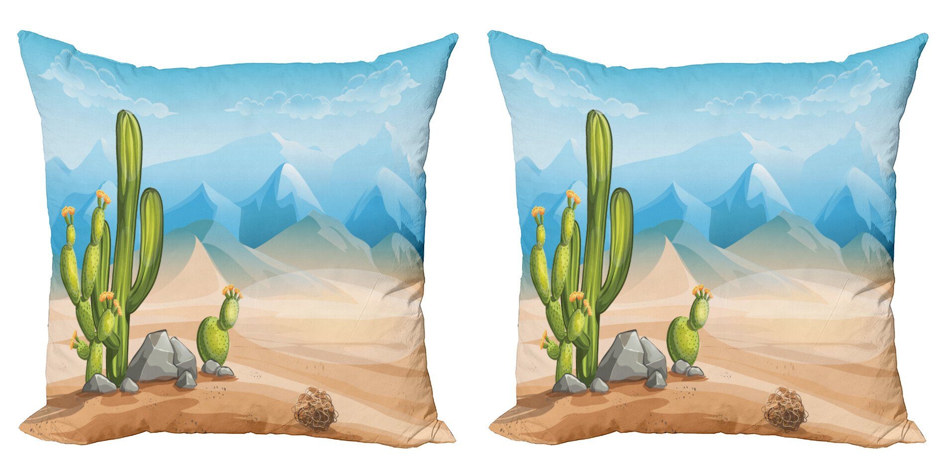 Kissenbezüge Modern Accent Doppelseitiger Digitaldruck, Abakuhaus (2 Stück), Western Einsamer Kaktus in der Wüste