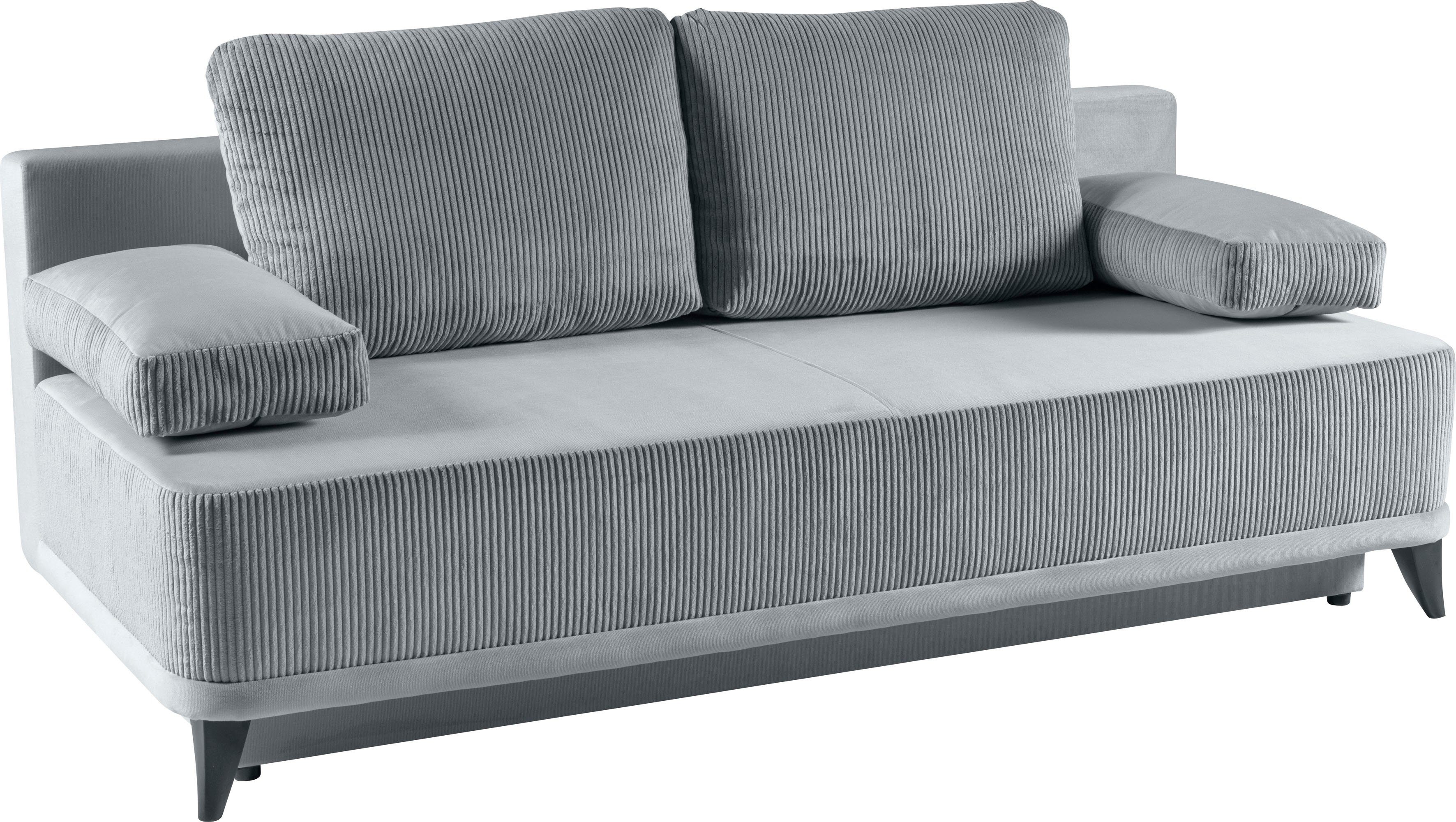 WERK2 Schlafsofa Rosso Breite 204, Liegefläche 140/200cm. aktueller Cord Materialmix, 2-Sitzer Sofa und Schlafcouch mit Federkern & Bettkasten