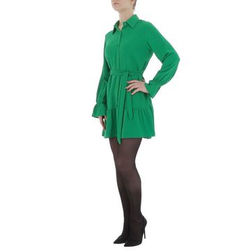 Ital-Design Minikleid Damen Party & Clubwear (85764927) Volants Chiffon Crinkle-Optik Blusenkleid in Grün