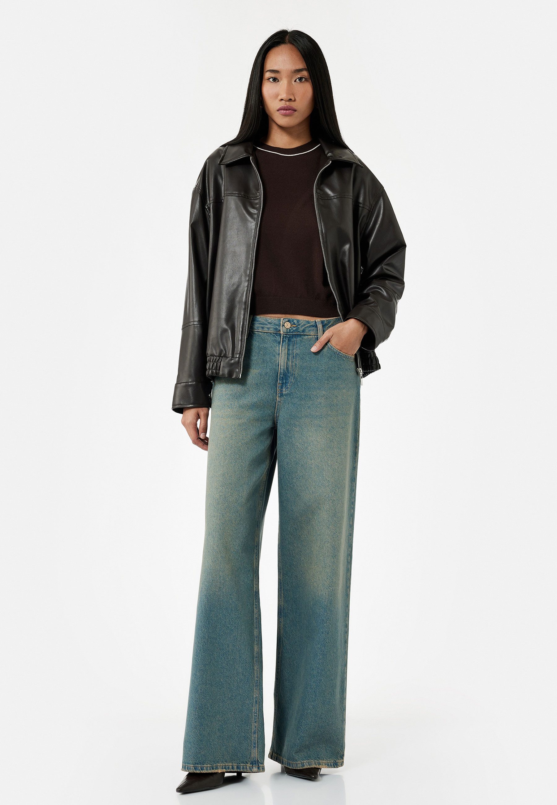 Koton 3/4-Jeans Niedrige Leibhöhe Loose Loose-fit-Jeans
