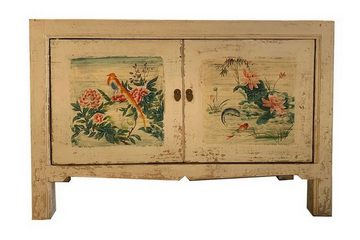 daslagerhaus living Bauernschrank Sideboard Shanxi weiß flower 130cm