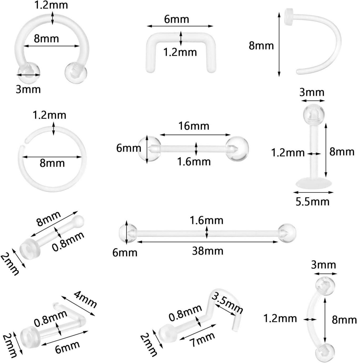 LuxusKollektion Piercing-Set 44er Set Plastik Piercings günstig online kaufen