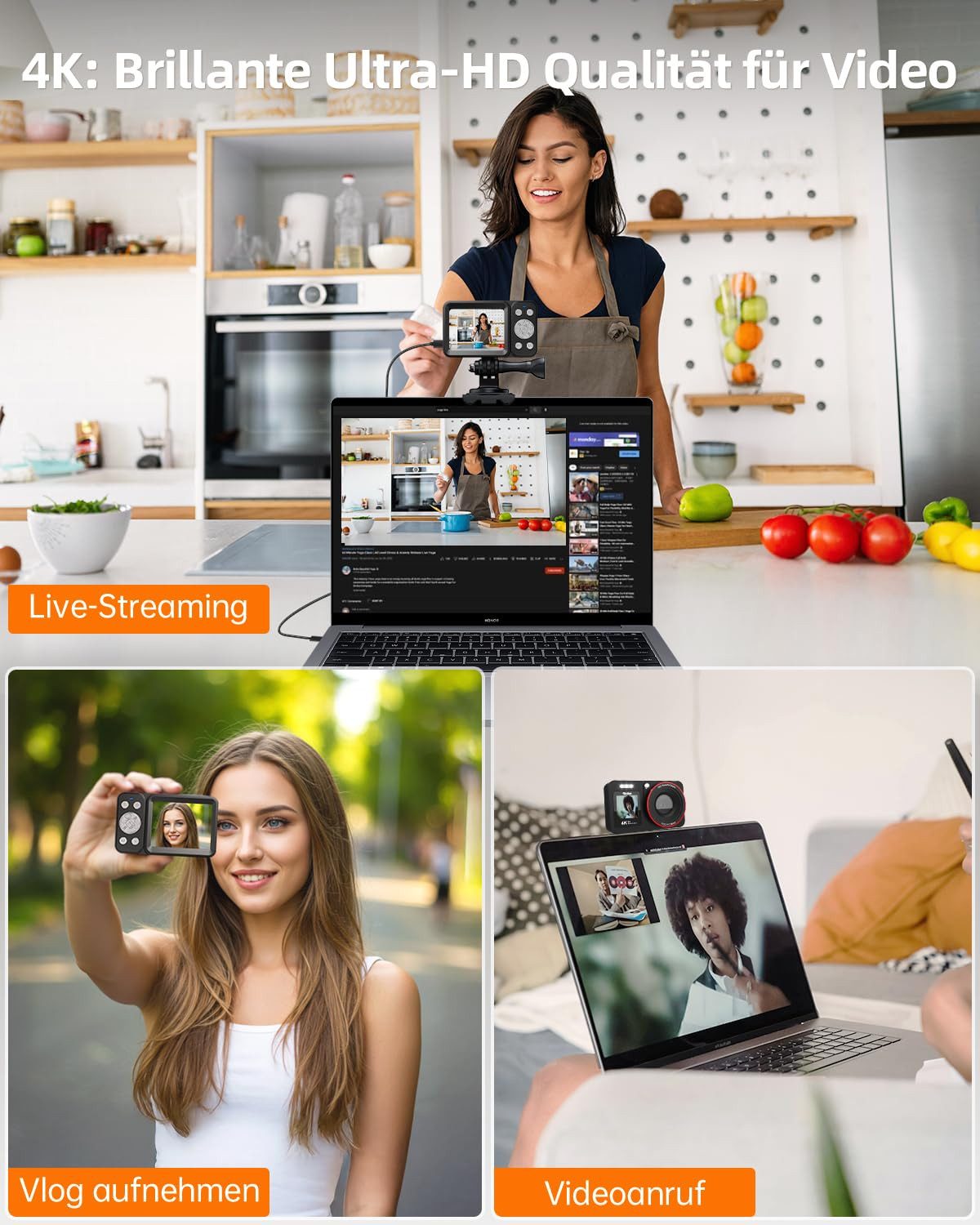 Rollei Compactline 64 Dual Screen Kompaktkamera (4K Video, 64 MP Kamera, Dual Screen, Micro-SD-Slot)