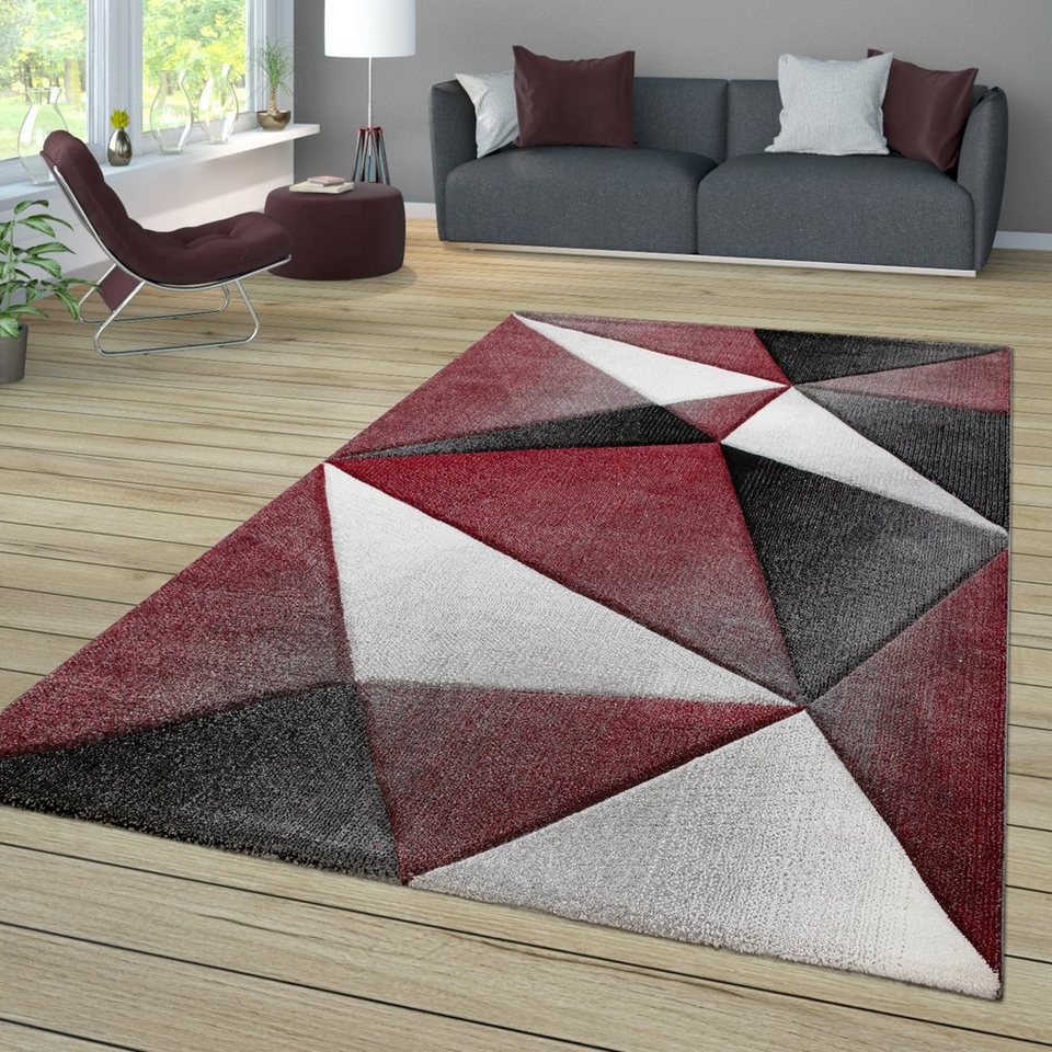 Teppich Wohnzimmer Teppich Kurzflor Geometrisches Design Mit Modernem 3D  Look, TT Home, rechteckig, Höhe: 17 mm
