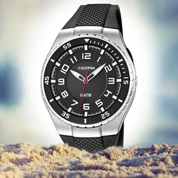 CALYPSO WATCHES Quarzuhr Calypso Herren Uhr K6063/4 Kunststoffband, Herren Armbanduhr rund, PURarmband schwarz, Fashion