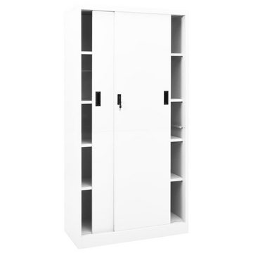 vidaXL Aktenschrank Büroschrank mit Schiebetür Weiß 90x40x180 cm Stahl (1-St)
