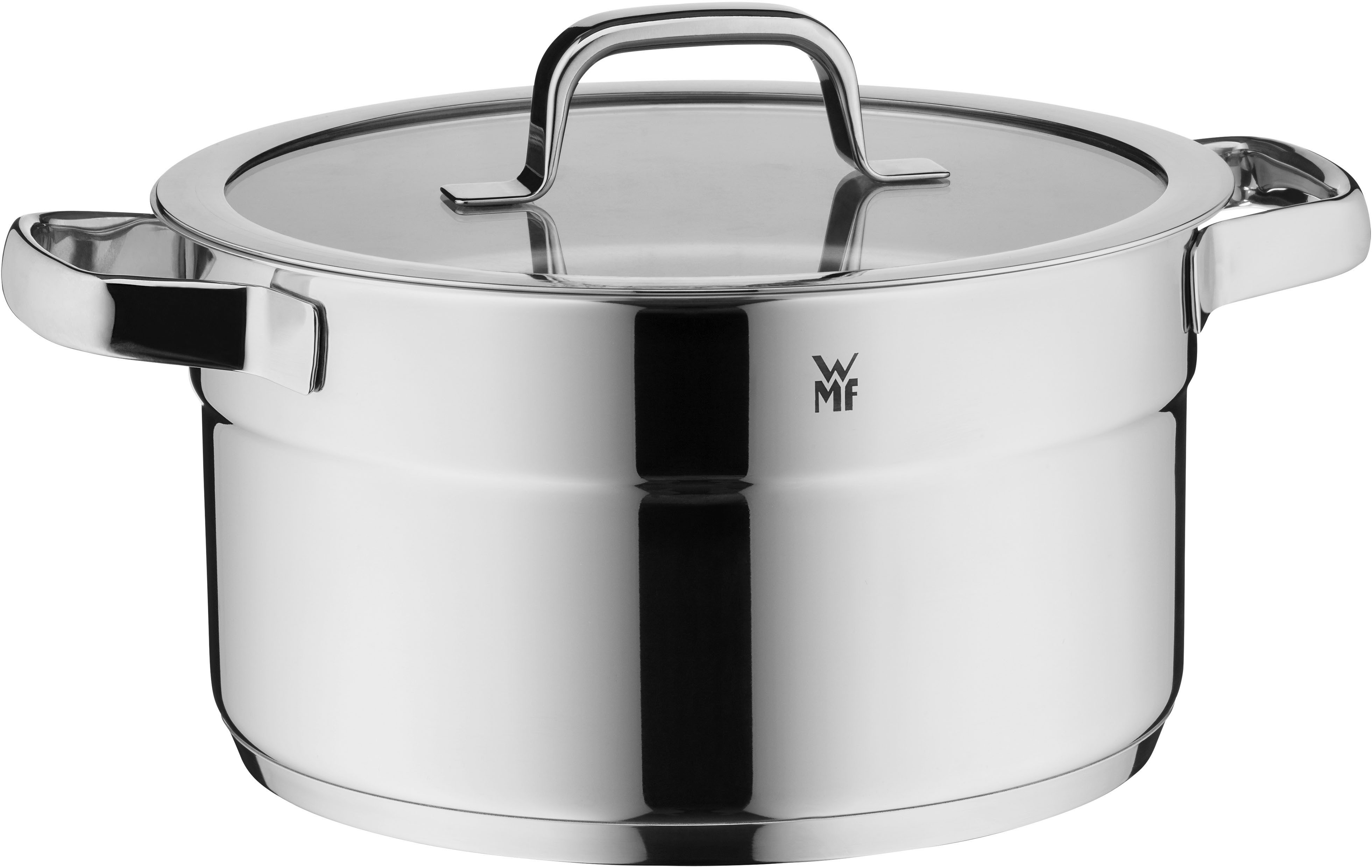 WMF Kochtopf Compact Cuisine, Cromargan® Edelstahl Rostfrei 18/10 (2-tlg), wärmeduzierende Hohlgriffe, Innenskalierung, Schüttrand